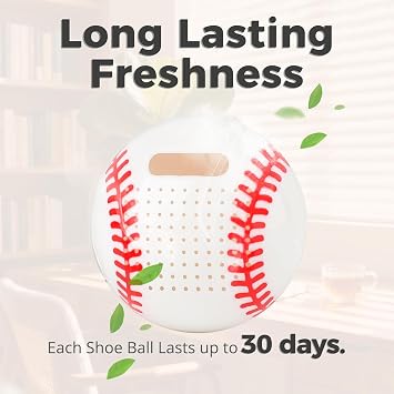 Knixmax Shoe Deodorizer Balls Strong, Odor Eliminator for Sneaker Gym Bag Closet Locker, Unpleasant Smell Remover Ball for Men Women Teens, 6 Packs Fresh Linen Baseball