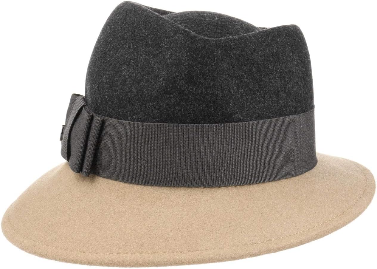 Lierys Asym Dames Hoed - Made in Italy vilthoed dameshoed met ripsband voor Zomer/Winter - One Size rood