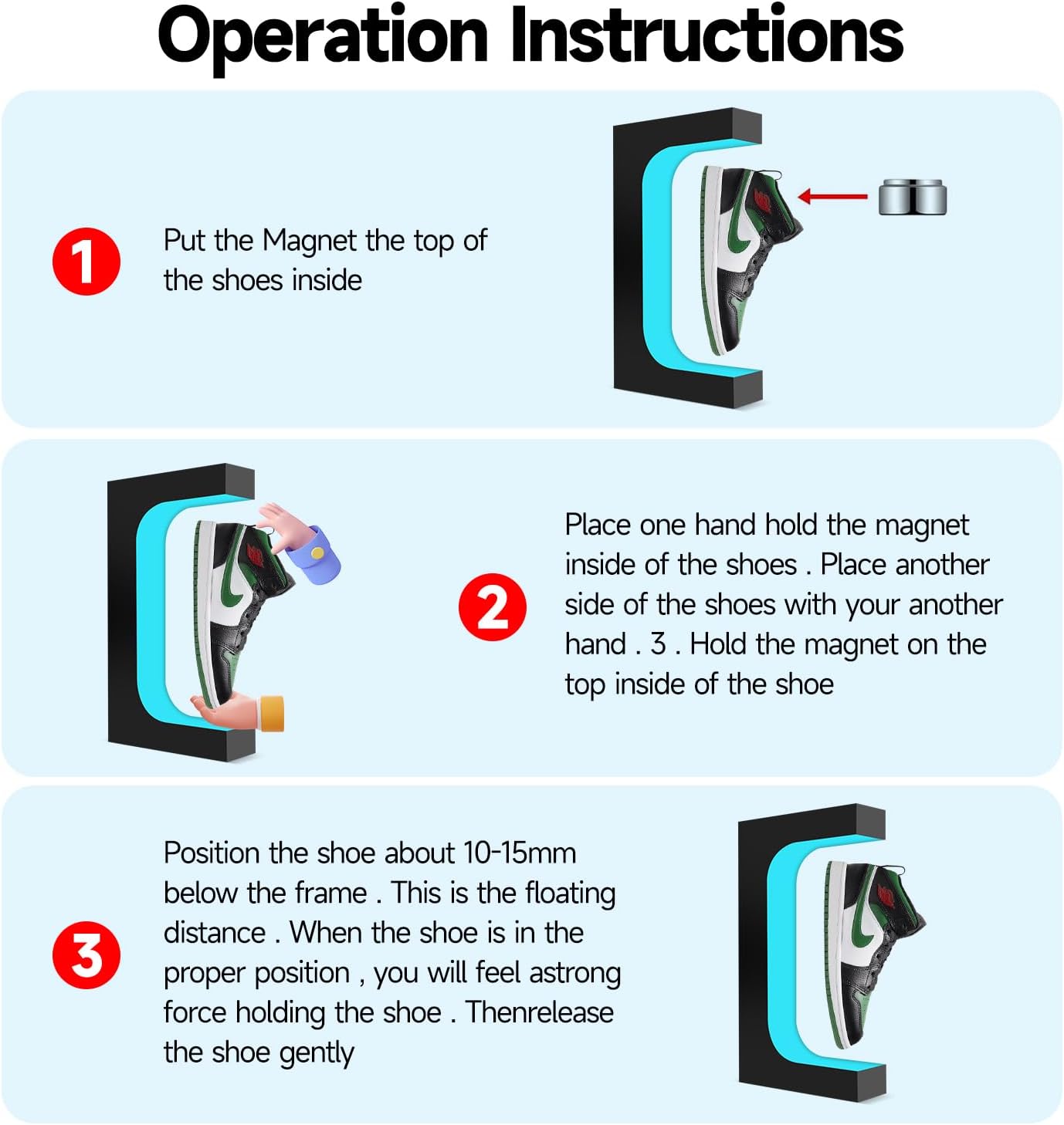VGAzer 16色 フローティングシューズディスプレイスタンドホルダー 磁気浮上スニーカーラック LEDライト付き スニーカーコレ