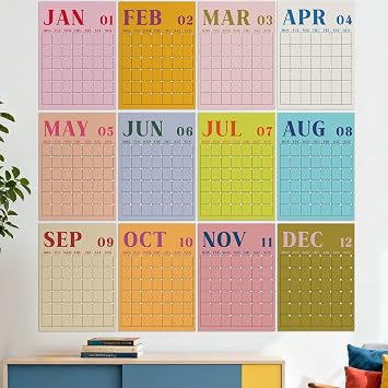 Gueevin 2026 2026 Reusable Classroom Wall Calendar Undated Large Monthly Dry Erase Erasable Calendar Big 16 x 12 Inches Annual Blank Planner 12 Month No Year Planning Office Home Fresh Macaron