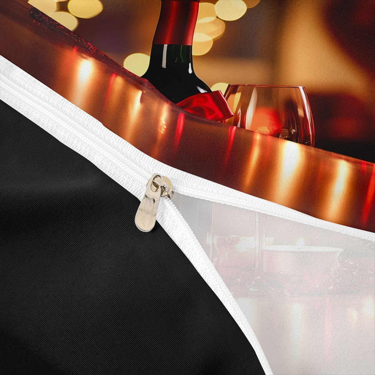 Erosebridal Red Ribbon Bow Duvet Cover Queen Size Wine Glass Bedding Set for Kids Boys Girls Valentine's Day Romantic Comforter Cover Red Brown Bedclothes