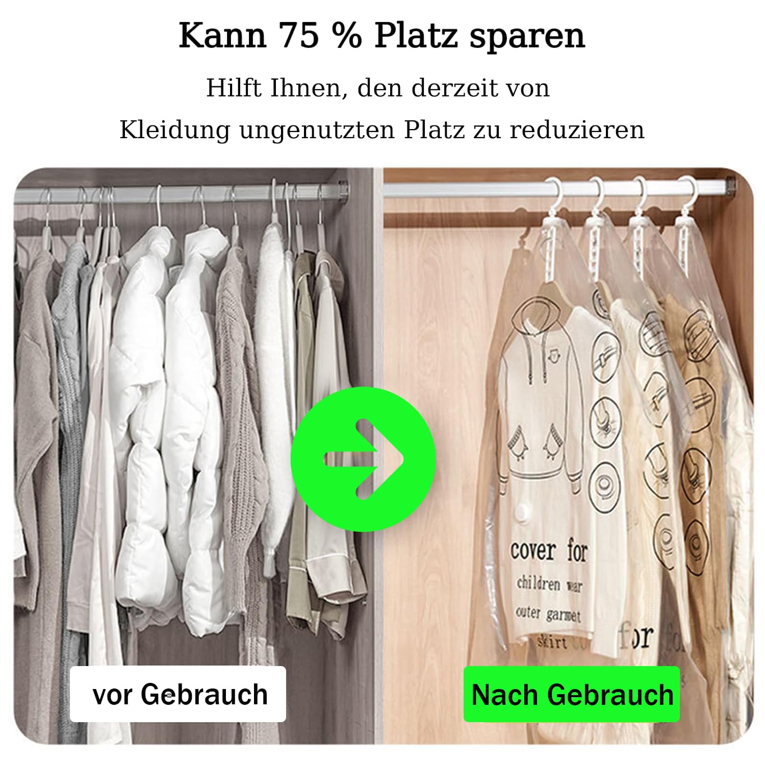AiQInu Hängende Vakuumbeutel Für Kleidung – 4 Stück Set, Platzsparend Für Schränke & Reise