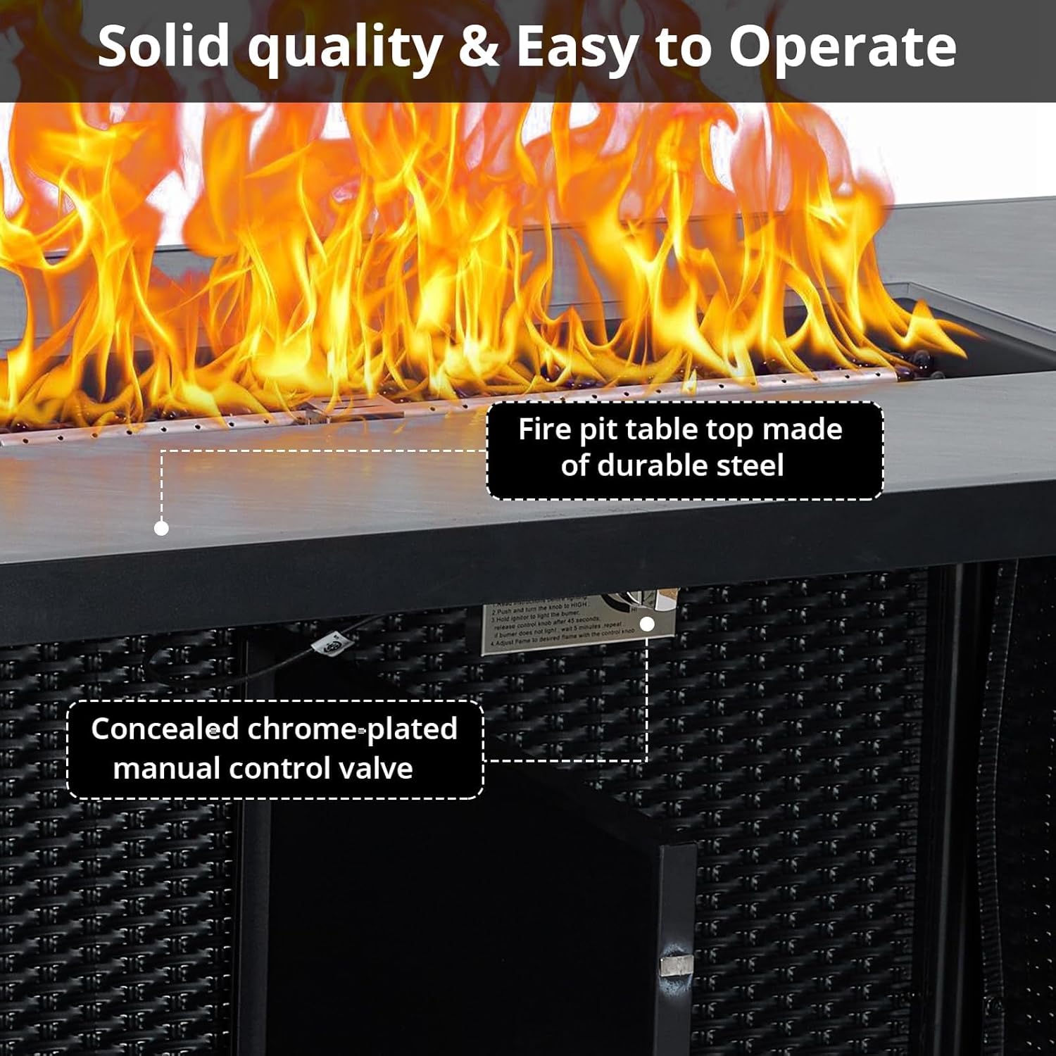 52" Propane Fire Pit Table, 2 in 1 Outdoor Fire Pit Table, 50000BTU Gas Fire Pits for Outside Patio with Waterproof Cover, Tabletop & Separate Storage Space,Firepits for Outside Propane