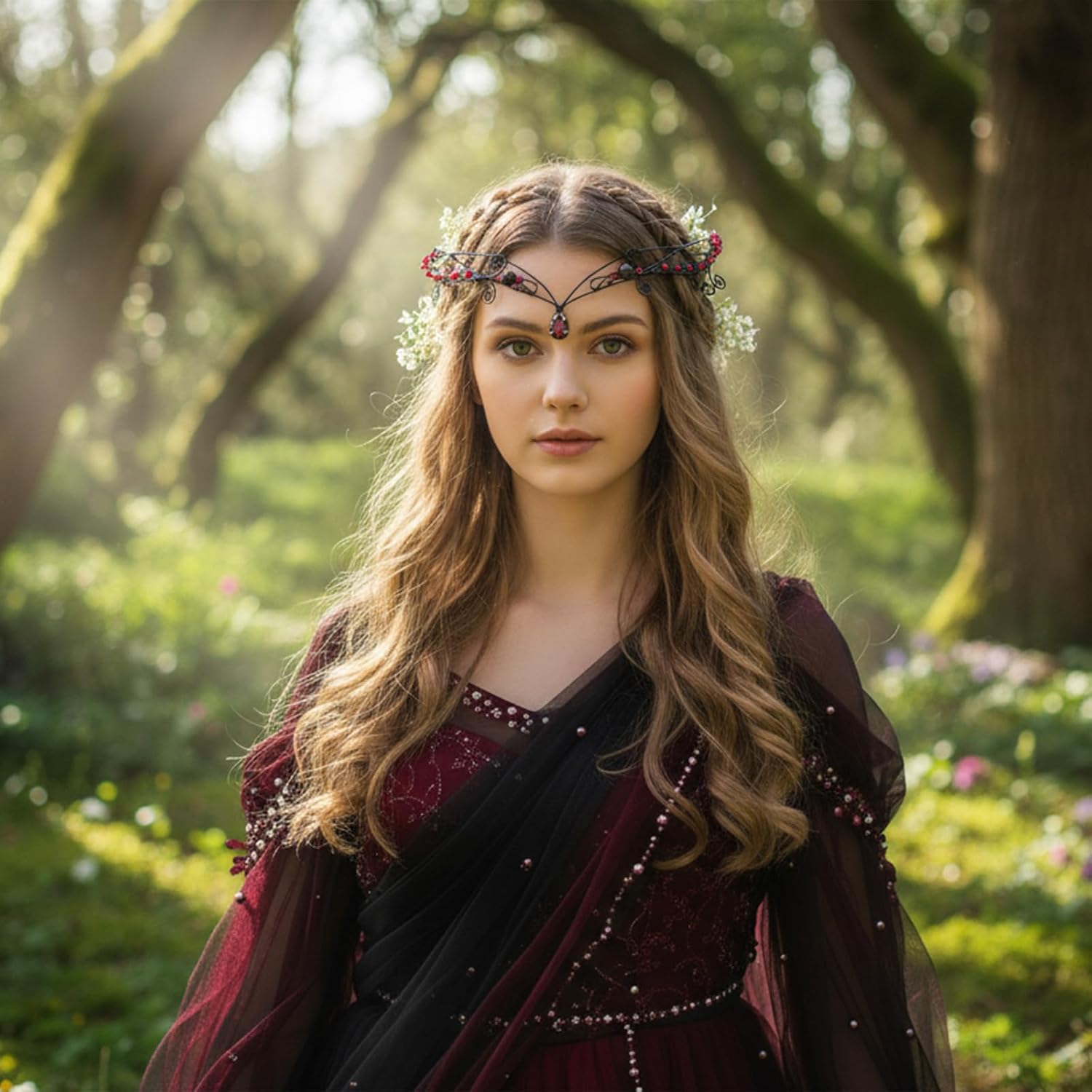 Fairy Elf Circlet for Women - Vintage Medieval Elven Crown Fantasy Viking Headpiece, Renaissance Halloween Costume