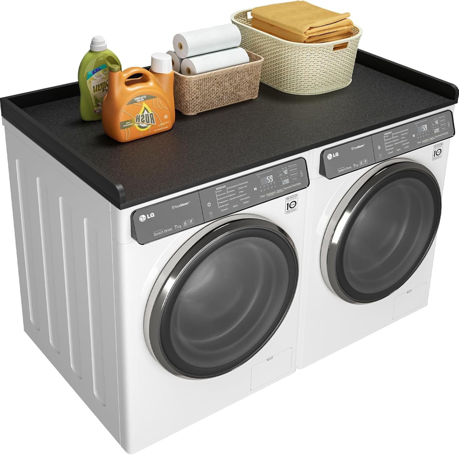 Ulif Over Washer Dryer Countertop, Melamine Matte Surface for Laundry Storage and Organization, Whole Piece of Laundry Room Countertop, 27.5" W x 54" L x 2.6" H, Black Black Whole: 54"L x 27.5"W x 2.6"H