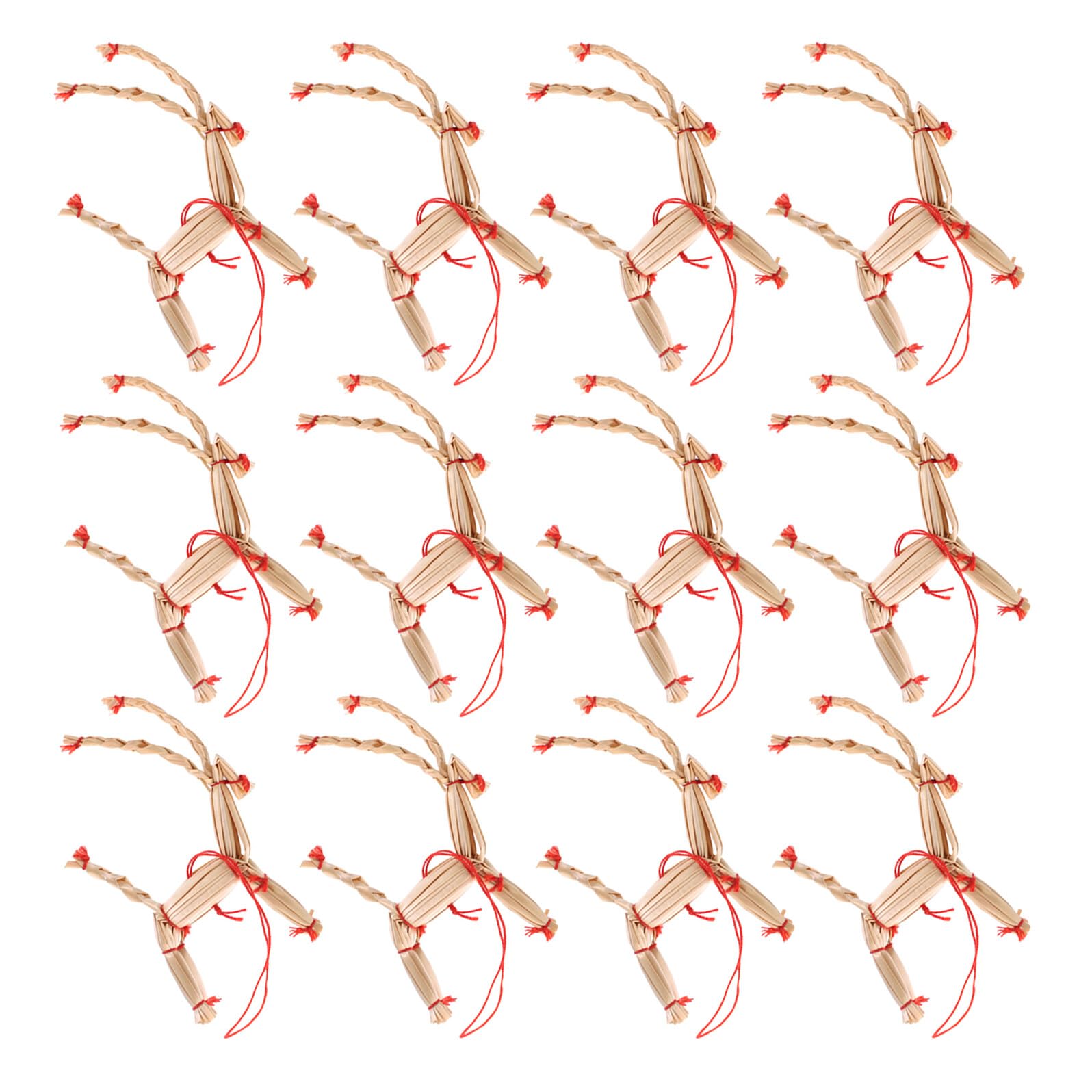 Lot de 12 Décorations Rustiques de Noël en Paille Naturelle – Ornements Suspendus de Rennes – Décorations Scandinaves pour Sapin de Noël – Ambiance Champêtre et Festive