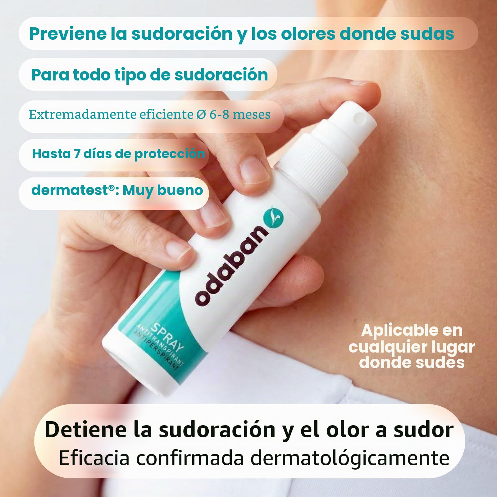 odaban® Set con spray sin perfume 30 ml y polvo para pies de menta 50 g | Spray corporal sin perfume de 30 ml y polvo de 50 g para pies y calzado, formatos complementarios para cuerpo y pies