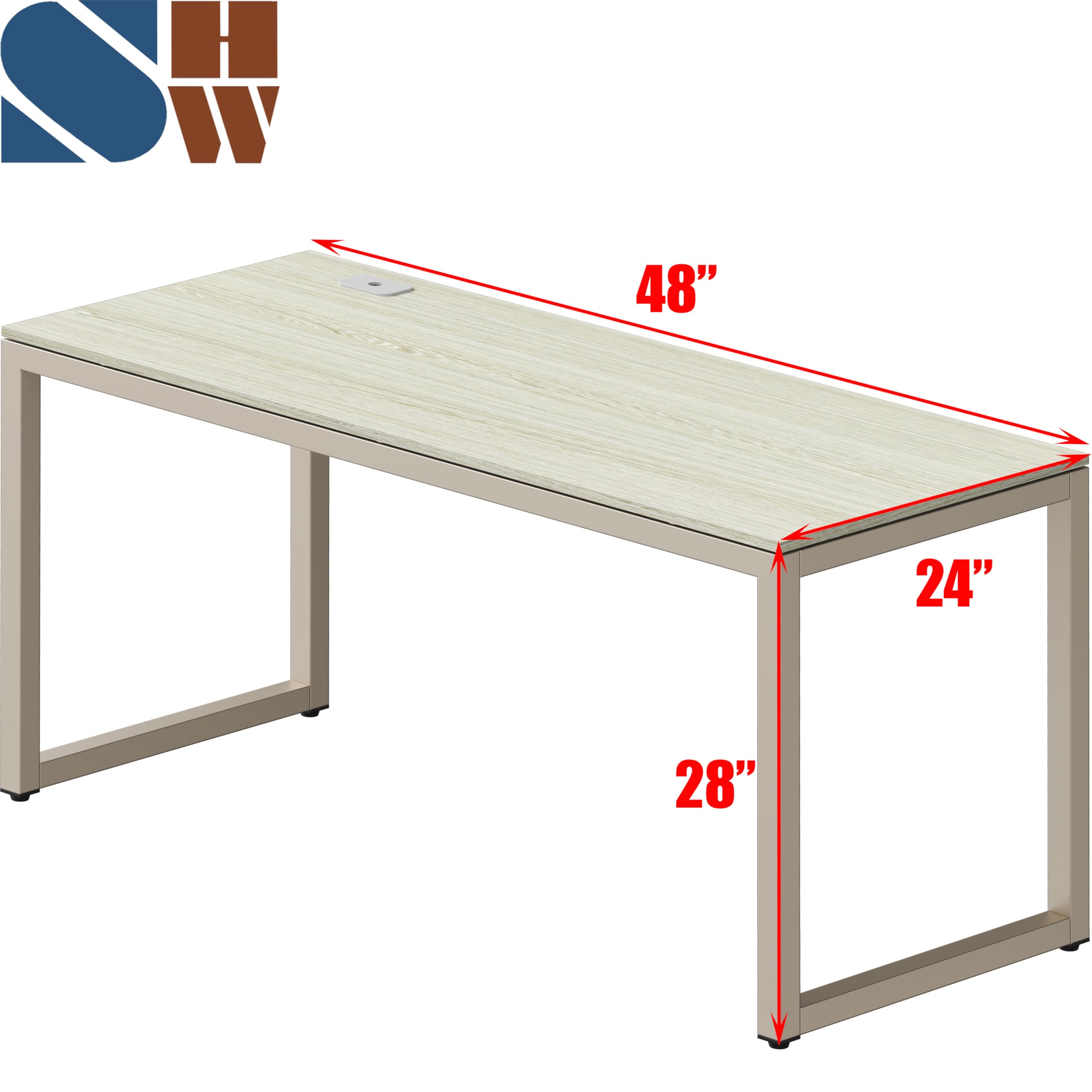 SHW Bureau d'ordinateur de bureau de qualité commerciale, 122 cm, érable