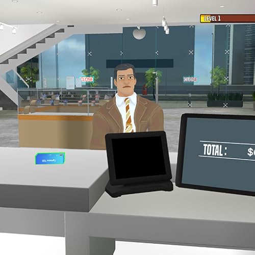 Juego de simulador de gestión de tienda de tecnología moderna en 3D