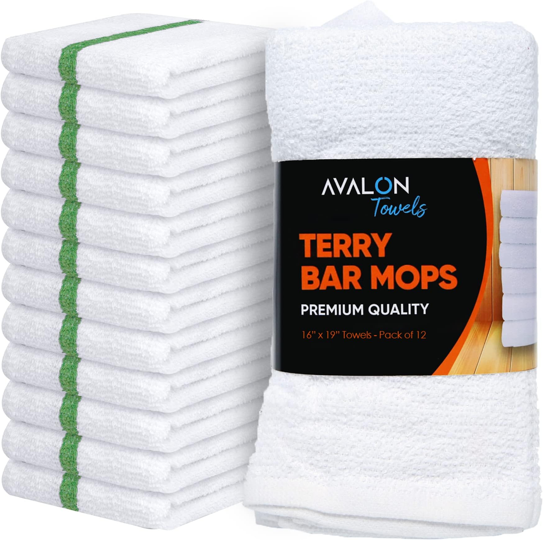 TEXCRAFT Towels Terry Bar Mop Towels (Value Pack of 12