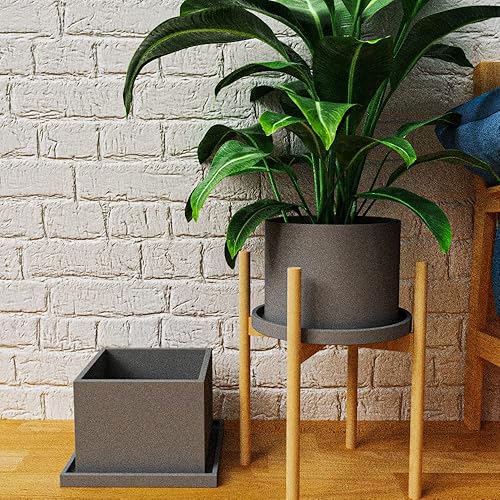 Miniatura 7 de CLIMBBIRD Molde de silicona para maceta de hormigón de gran tamaño para fundición de hormigón, moldes cilíndricos grandes de cemento con bandeja,