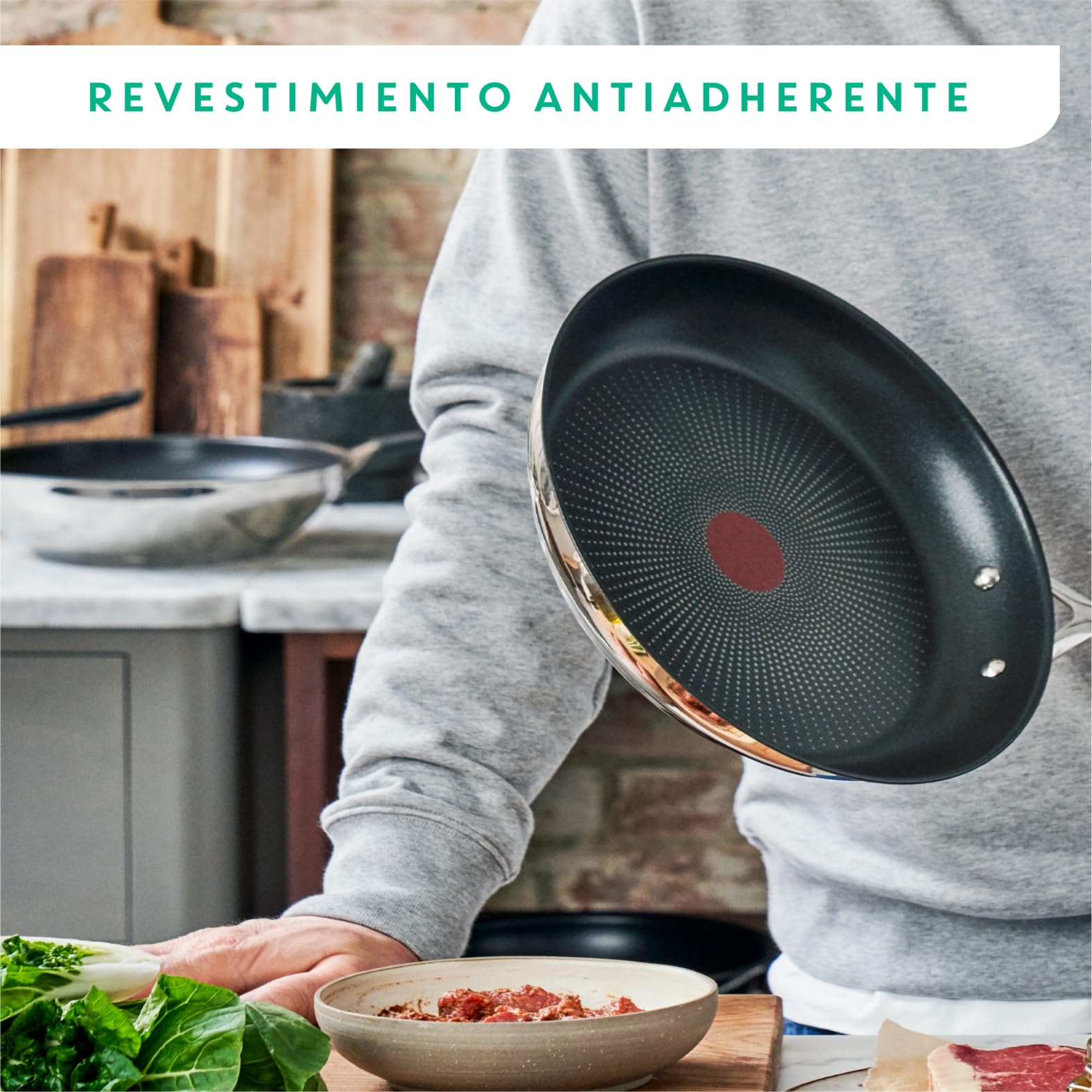Tefal Jamie Oliver - Juego de 2 Sartenes antiadherentes 20/28 cm + 3 Cazos 16/18/20 cm + 3 Tapas, Apto inducción, Thermo-Fusion, marcas medición, apto lavavajillas y horno, acero inoxidable