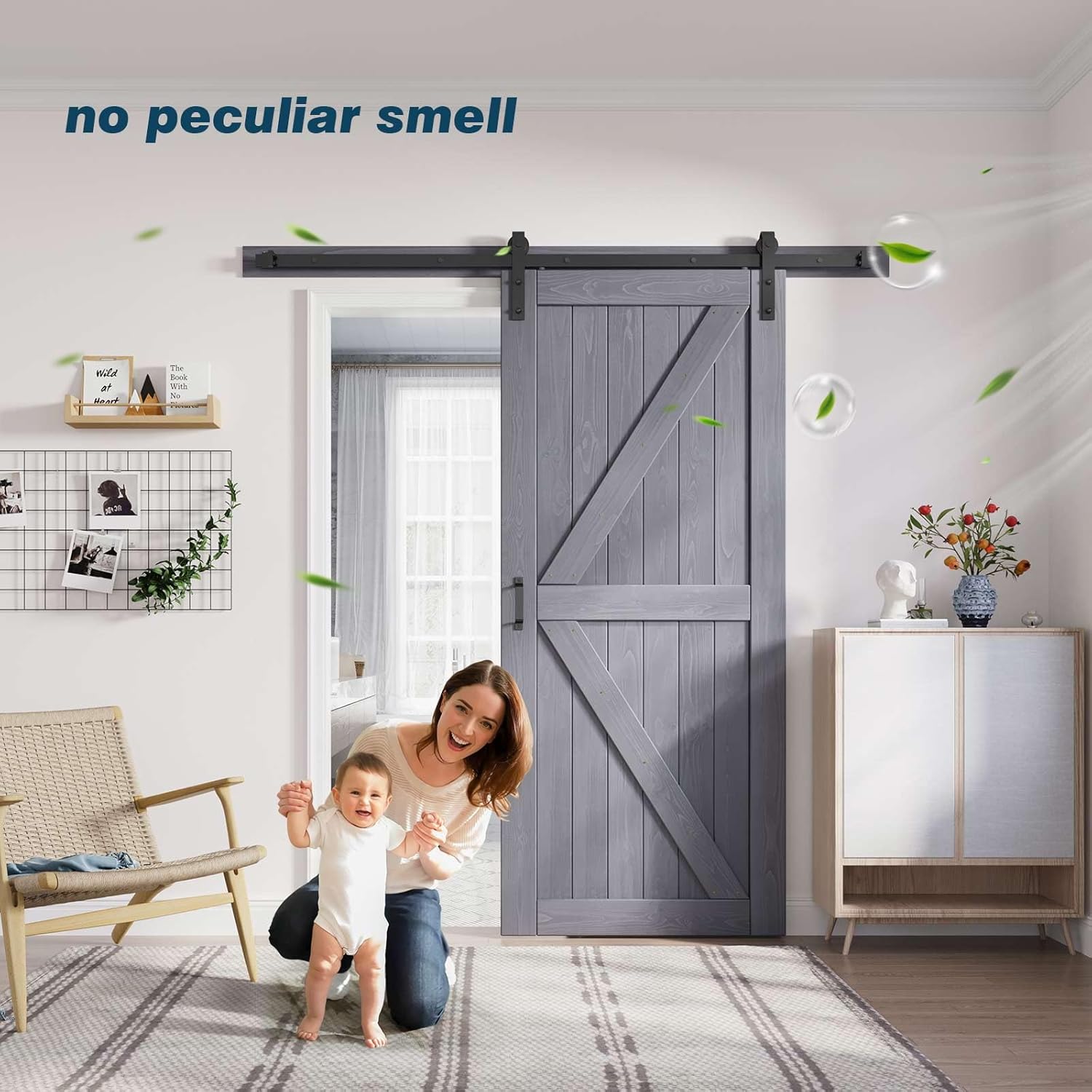 Fredbeck Grey Wood Barn Door Double 36X80 Barn Doors and Hardware Included