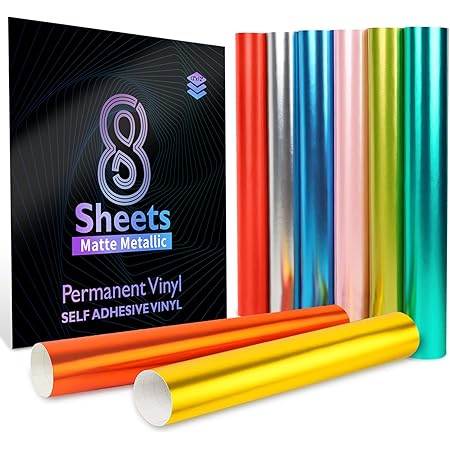 Amazon.com: HTVRONT Matte Metallic Vinyl Permanent, 9 PCS 12"x12 ...