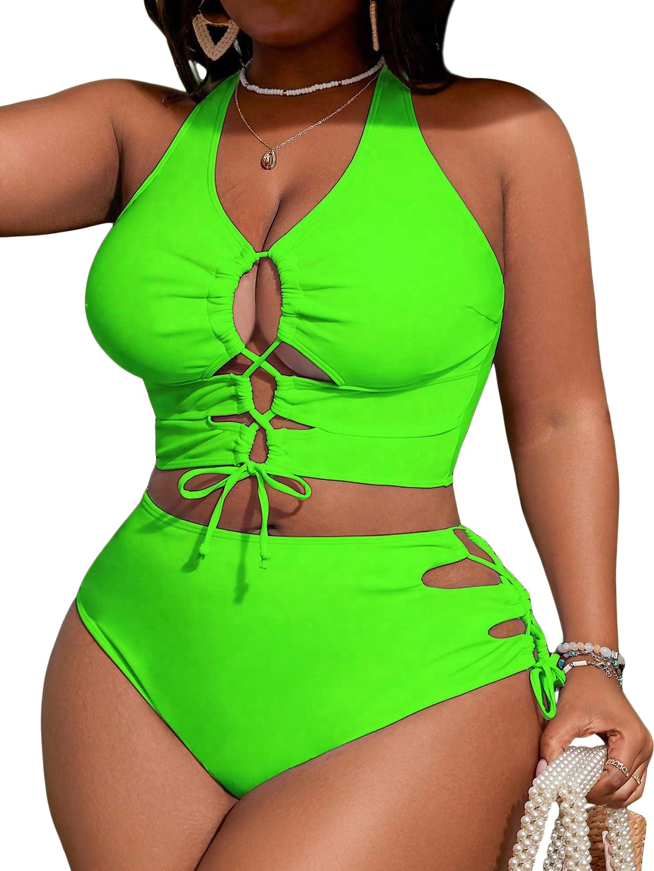 SOLY HUX Womens Plus Size Two Piece Bathing Suit Bikini Swimsuit