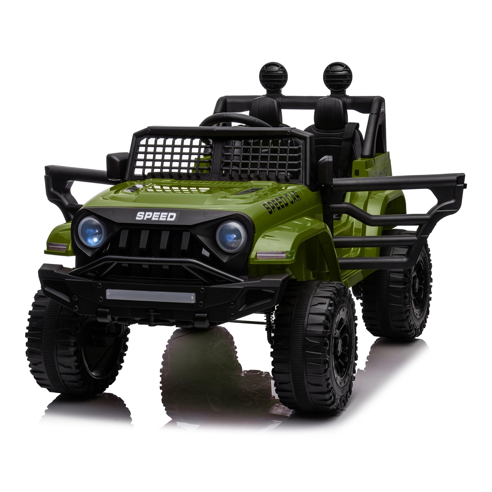 12V Ride On Car, Electric Car for Kids, 12V Ride on Toys, Kids Cars with 3 Speeds Adjustable w/Bluetooth, Parent Remote Control, Spring Suspension, AUX Port-Green