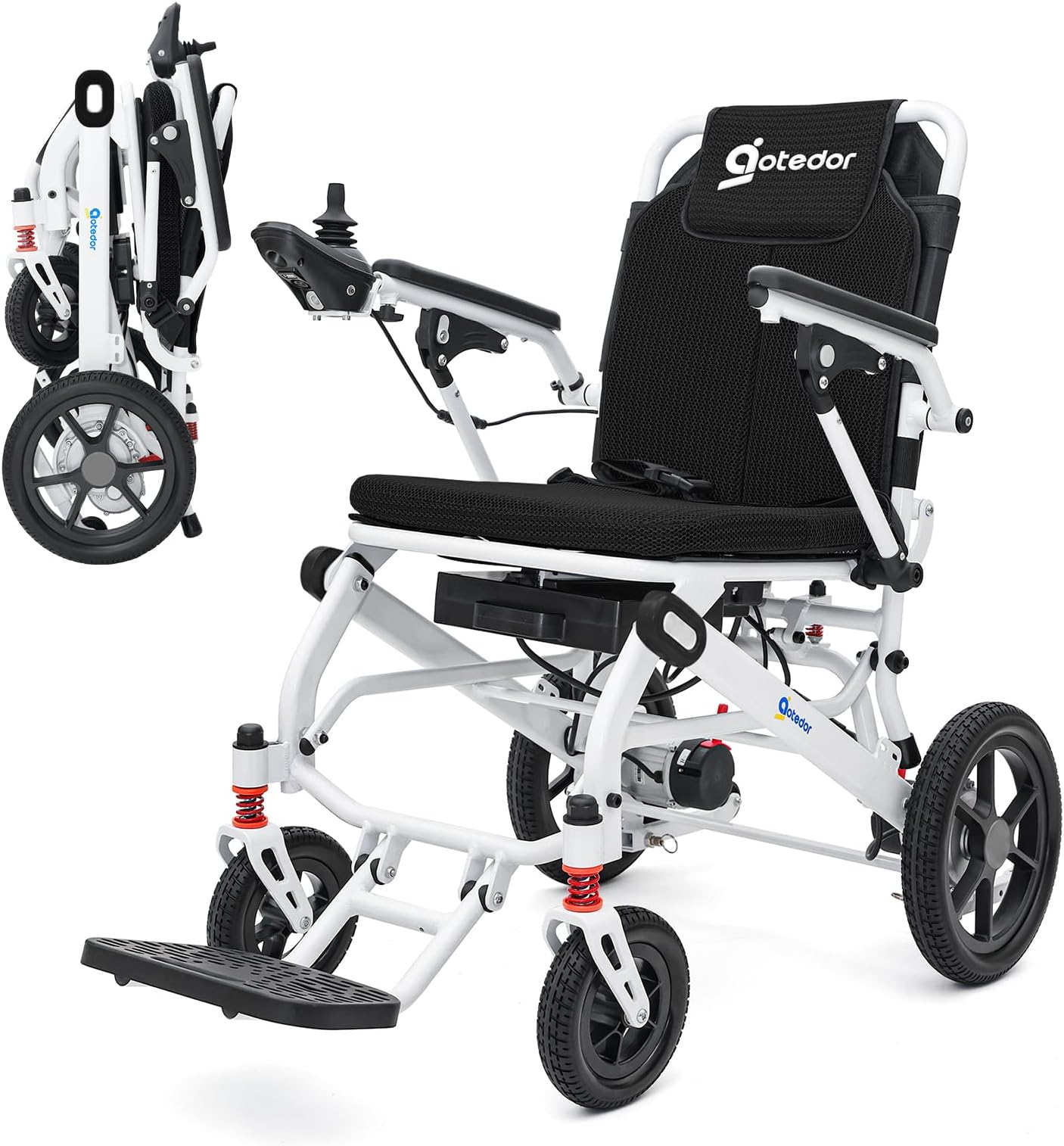 Aotedor Electric Wheelchairs for Adults, 39Lbs Lightweight Foldable Power Wheelchair, 11 Miles Portable Mobility Chair, 400W Brushless Motor, Removable 10Ah Battery, Airline Approved