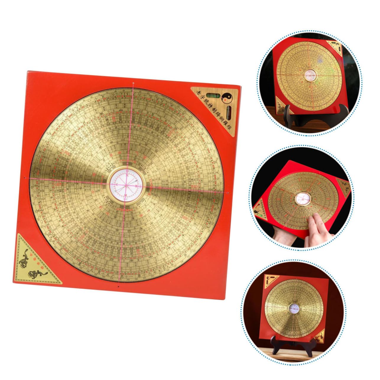Brújula China Portátil Pequeña de Cobre y Hierro Roja Retro | Feng Shui Tradicional, Uso en Colección y Hiking, Diseño Taoísta Chino, Ligera y Fácil de Usar