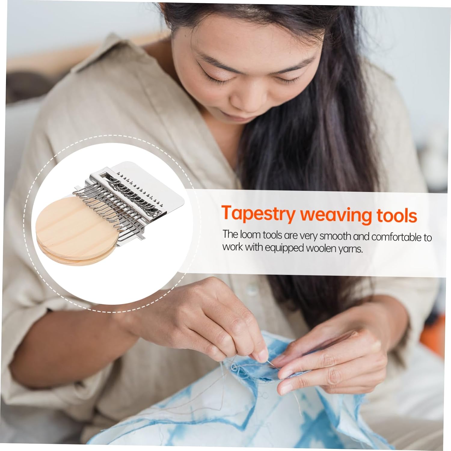 Hohopeti Mini Wooden Weaving Kit for DIY Crafting Simple Mending Tools for Jeans and Clothes Repair Lightweight and Portable for Adults