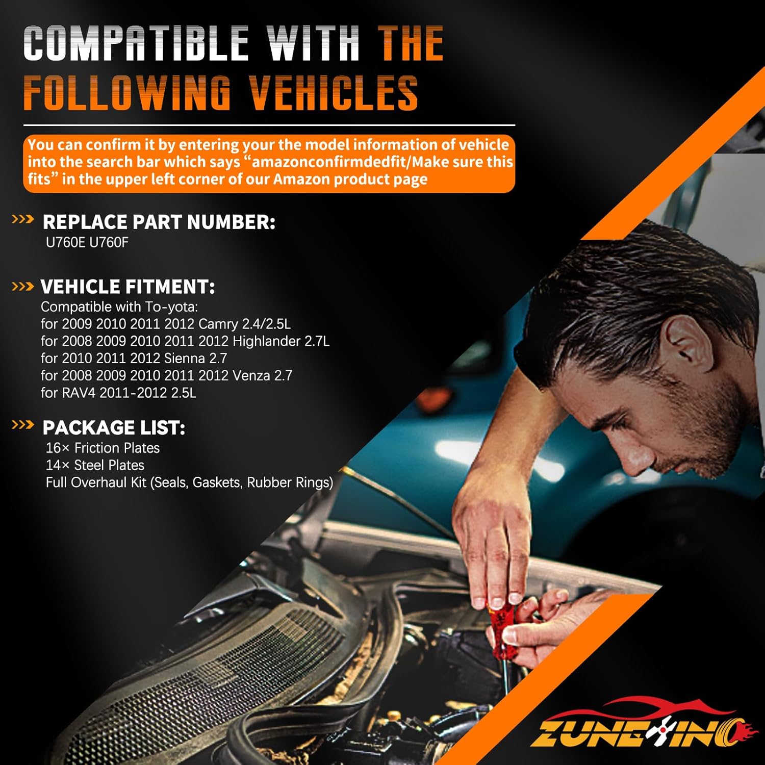 U760E Transmission Master Rebuild Kit Compatible with To-yo-ta Highlander RAV4 Sienna Venza Camry 2008 2012 2.5L 2.7L Auto Automatic transmission Parts