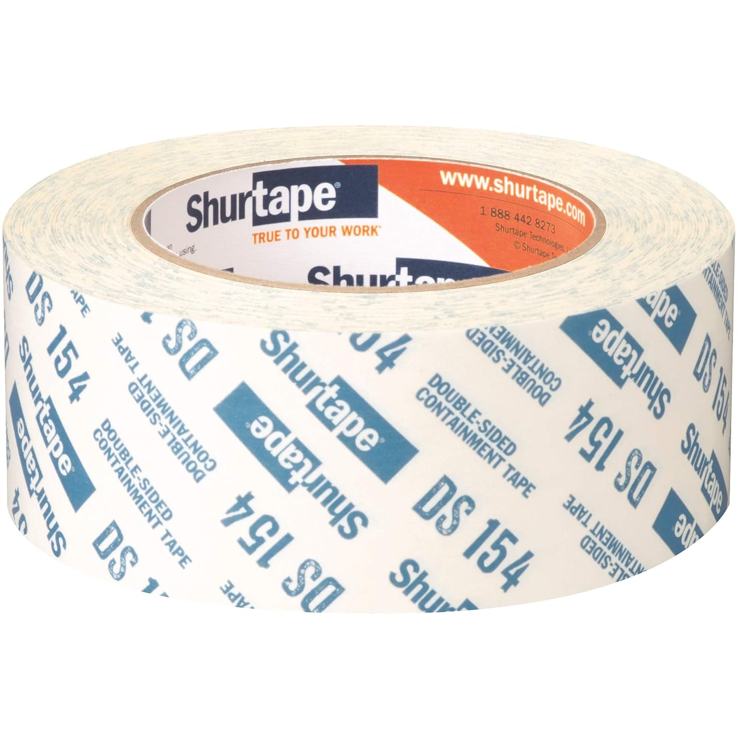 Shurtape DS 154 Double-Sided Containment Tape, Painter's Tape and Sticks to Plastic Sheets, For Painting and Remodeling, 48mm x 23 Meters, Natural, 1 Roll (104333) - - 