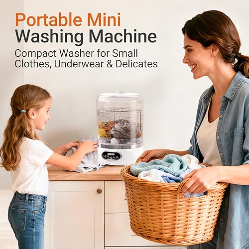 Miniatura 8 de Mini lavadora portátil de 3 litros, mini lavadora recargable inalámbrica 3 en 1 para ropa interior, sujetadores, calcetines y ropa de bebé, mini