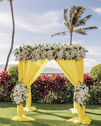 Miniatura 6 de LINXTAR 1 panel de cortina amarilla para arco de boda, 6 yardas de largo y 30 pulgadas de ancho, cortinas de arco de boda para decoración de fiesta