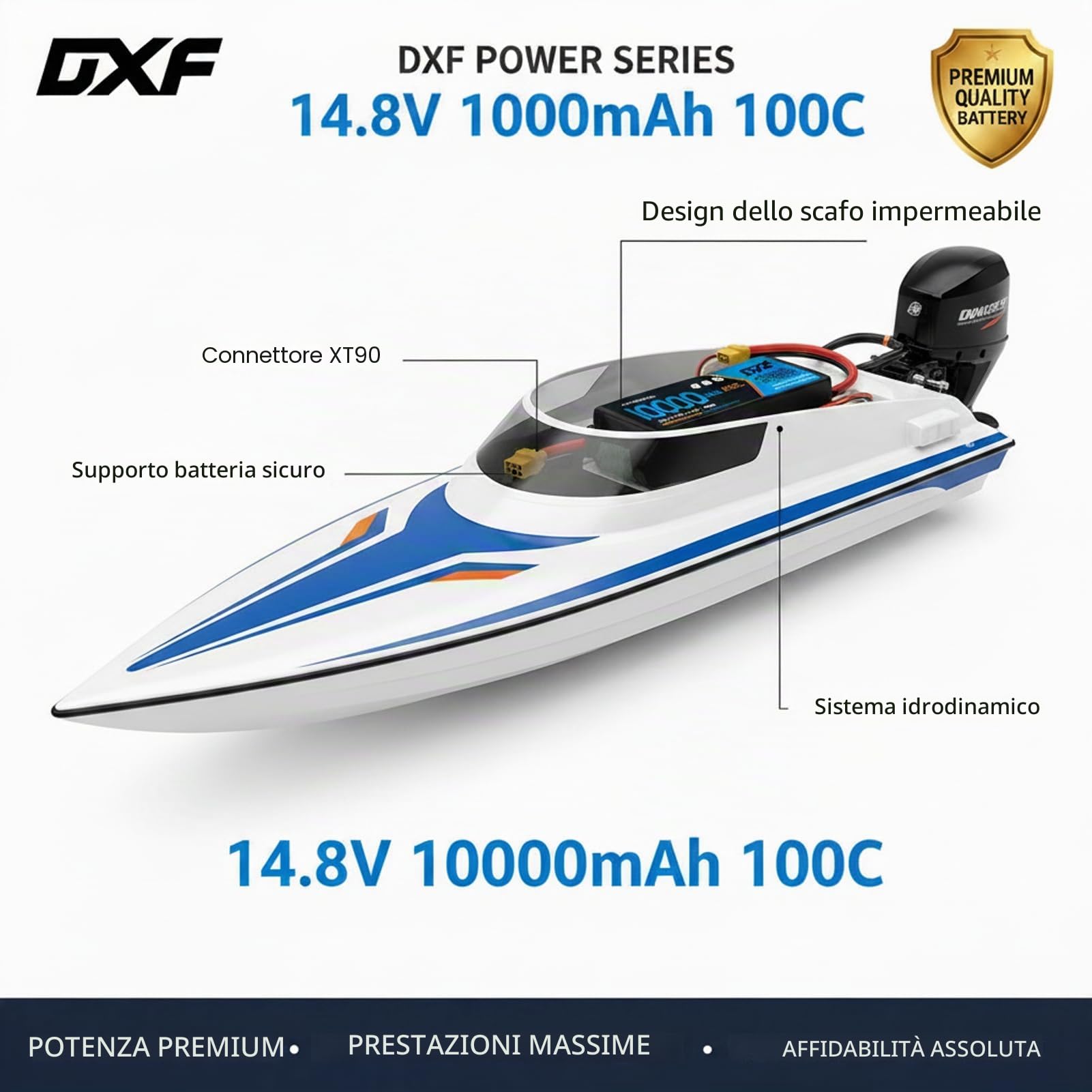 DXF 1 confezioni 4S Lipo Batteria 10000mAh 14.8V 100C Custodia morbida RC Batteria EC5 Connettore con piastre metalliche per RC Auto Camion Carro Armato Modelli da corsa