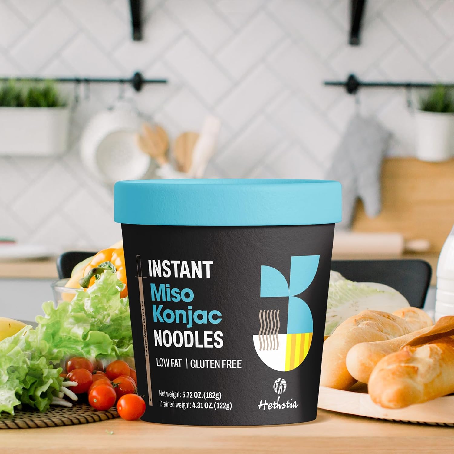 Hethstia Miso Konjac Noodle Cup 6 Packs & High-Protein Tonkotsu Ramen 6 Packs, Low-Calorie Shirataki Noodles & Plant-Based Instant Ramen, Healthy Meal Bundle, Keto, Vegan, Ideal Gift