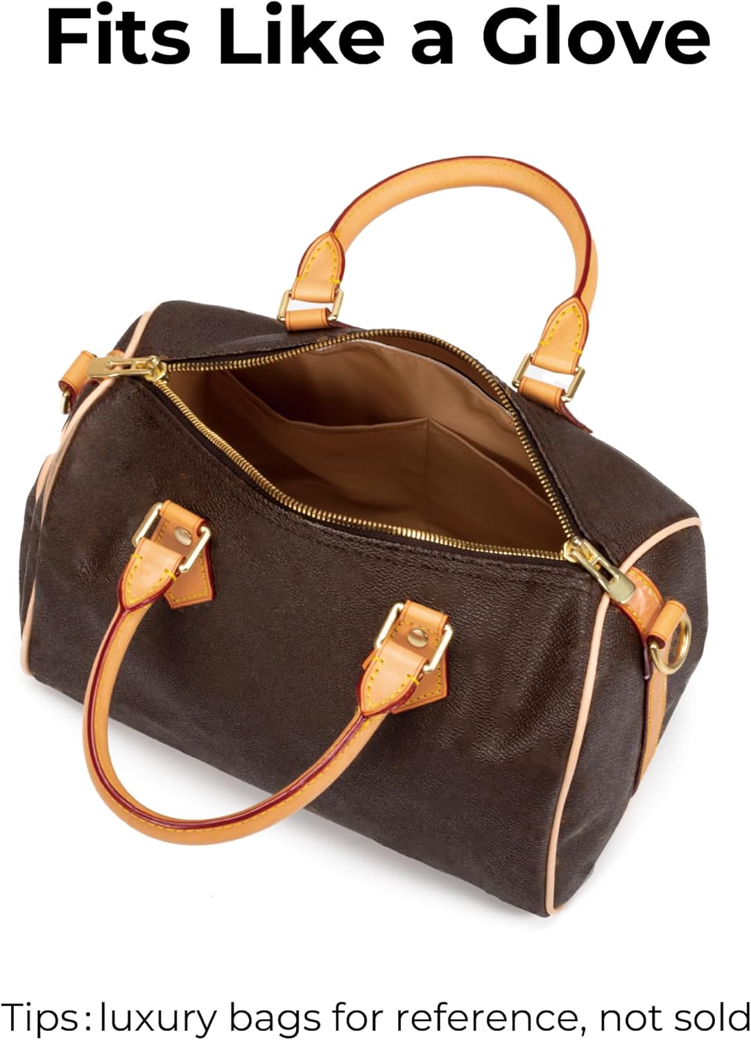 Purse Organizer Insert for LV Speedy 30 Handbag,Custom Fit Inside Premium Lightweight Water Resistant Purse Insert with Zipper(Vanile) - Image 3