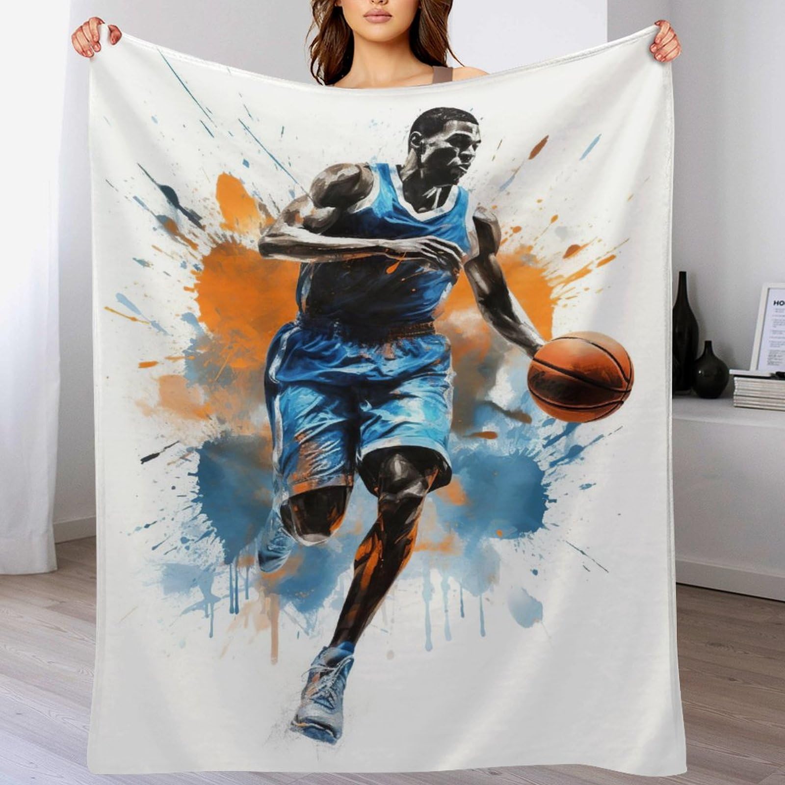 Couverture de canapé basket-ball plaid de salon en flanelle pour les soirées match