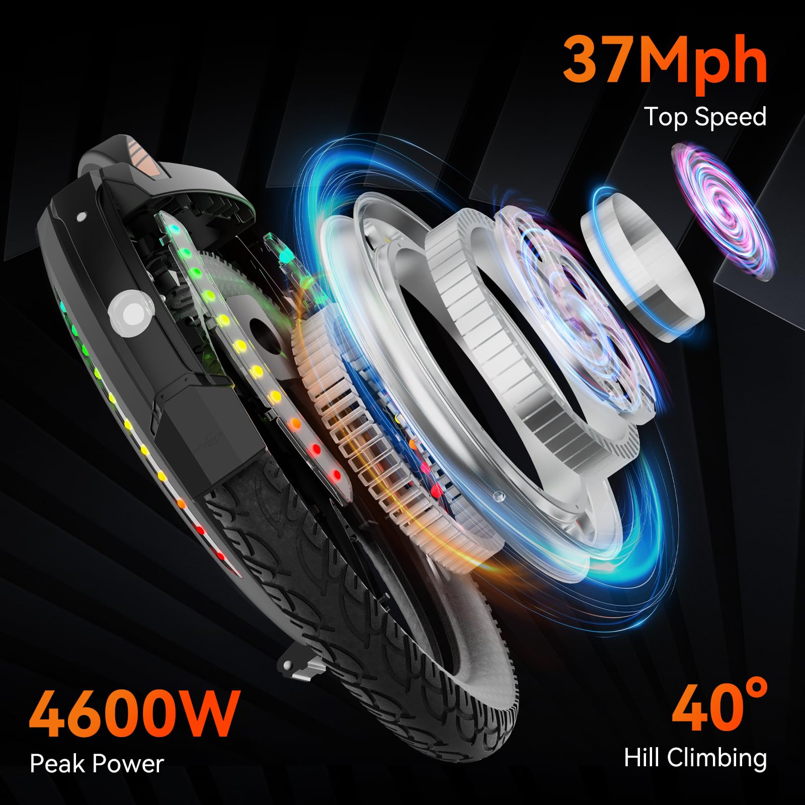 KINGSONG Elektrisches Einrader KS-18XL, Erwachsene,Schwarz, Motor 2200W, Reichweite bis zu 80km, Flansch 20km/h, Aufblasbarer 18" Reifen, Lautsprecher und Bluetooth