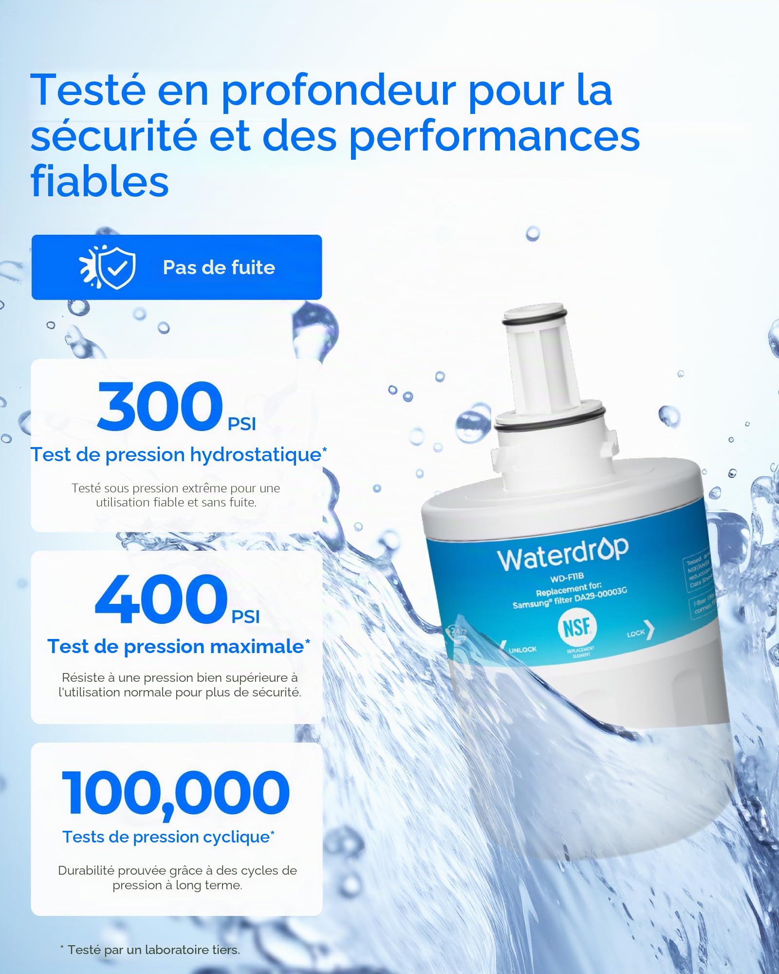Waterdrop WD-F11B Filtre à Eau du Réfrigérateur,Remplacement pour Samsung® Aqua Pure Plus DA29-00003G DA29-00003B DA97-06317A DA61-00159A HAFCU1/XAA HAFIN2/EXP APP100 WF289, Forfait Peut Varier (2)