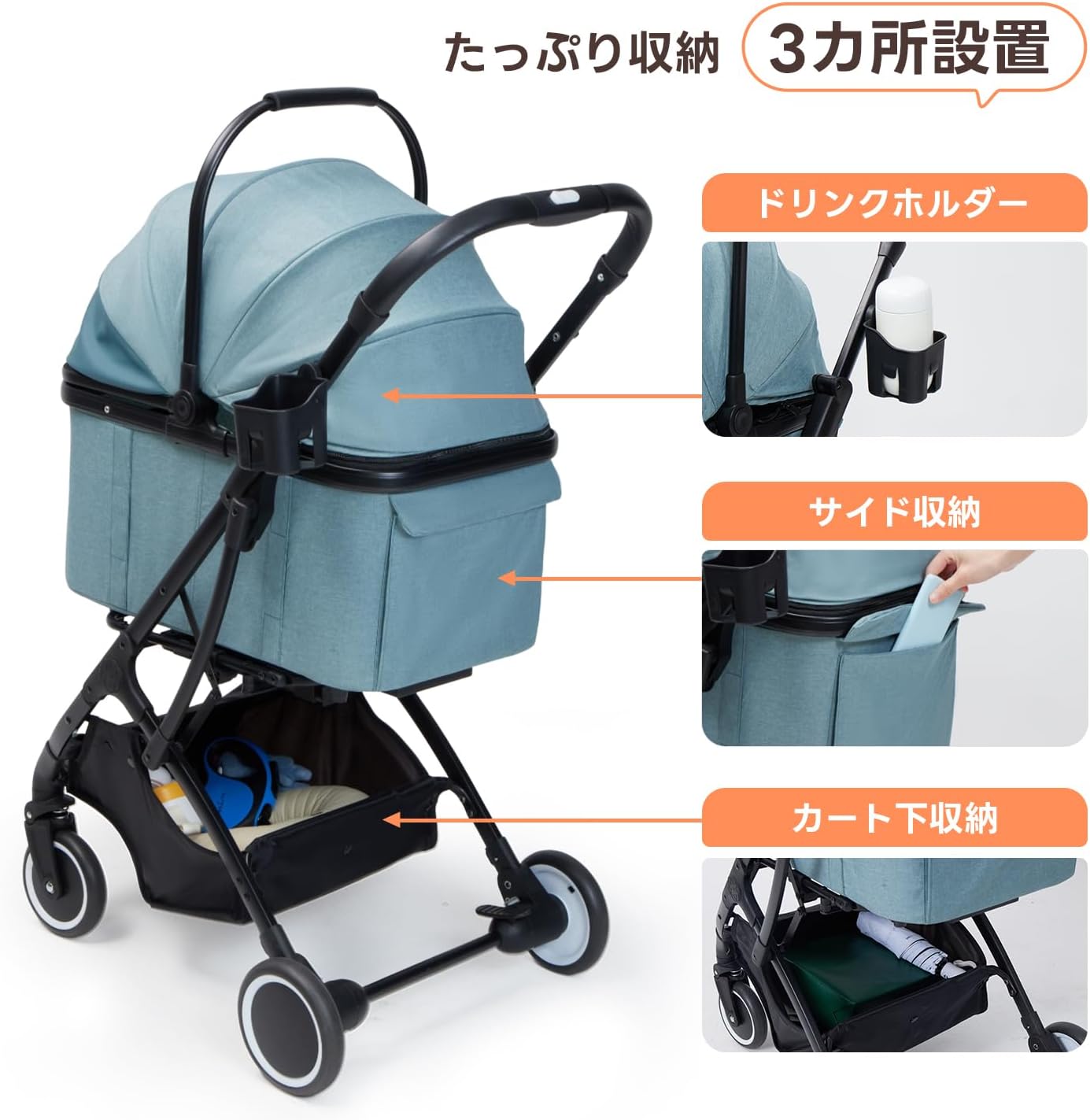 2025夏新色】PETTENA 分離型 ペットカート 小型犬 耐荷重20KG 自立型