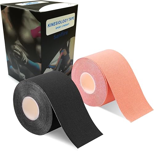 Kinesiology Tape - Paquete combinado de 2 rollos para deportes atléticos, recuperación y fisioterapia, impermeable, sin cortar, 2 pulgadas x 16.4