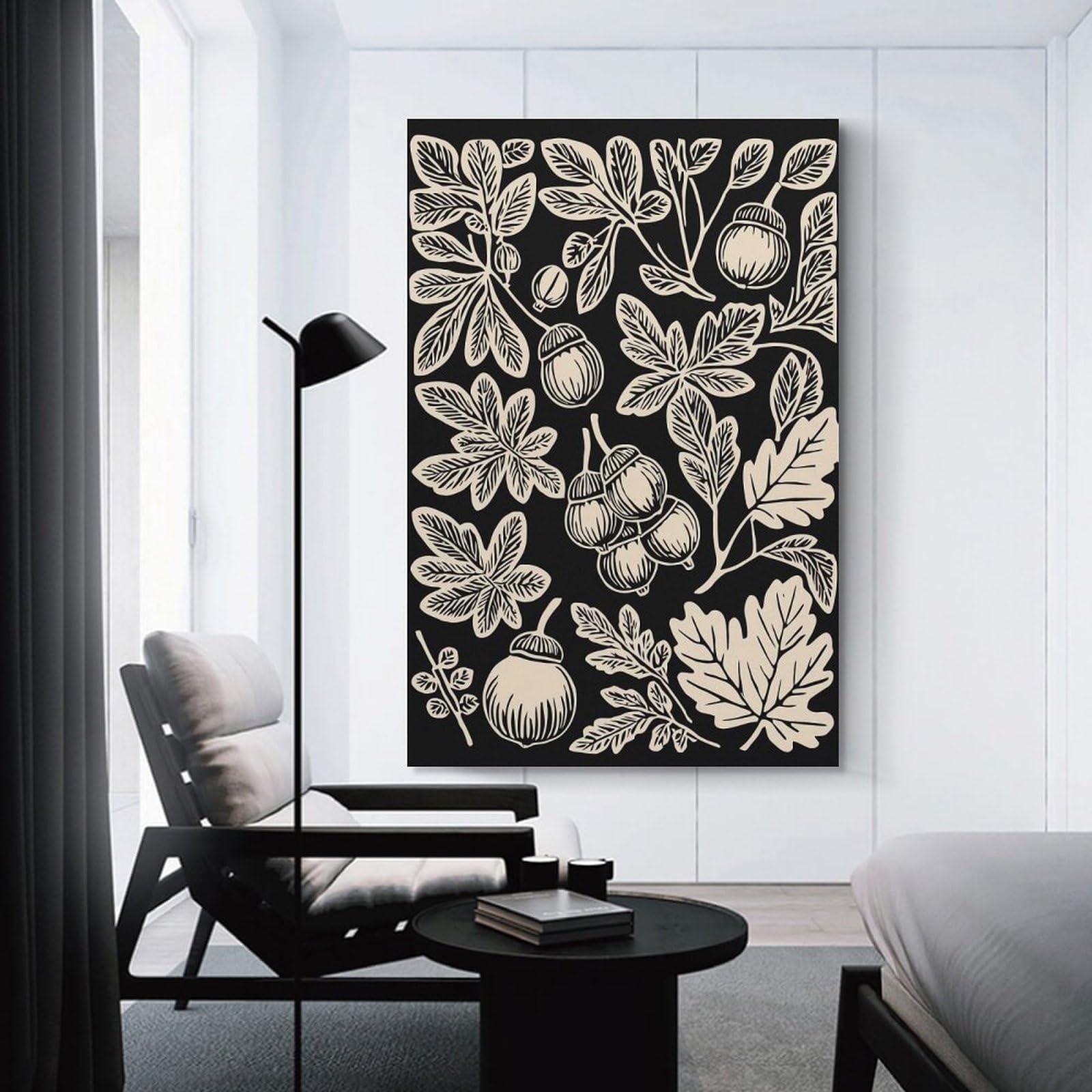 Junmoney Autumn Leaves And Berries Canvas Wall Decor 24x36inch(60x90cm), for Workspace Walls, Study Corners Or Bedrooms, Decorative Artwork for Productive Spaces