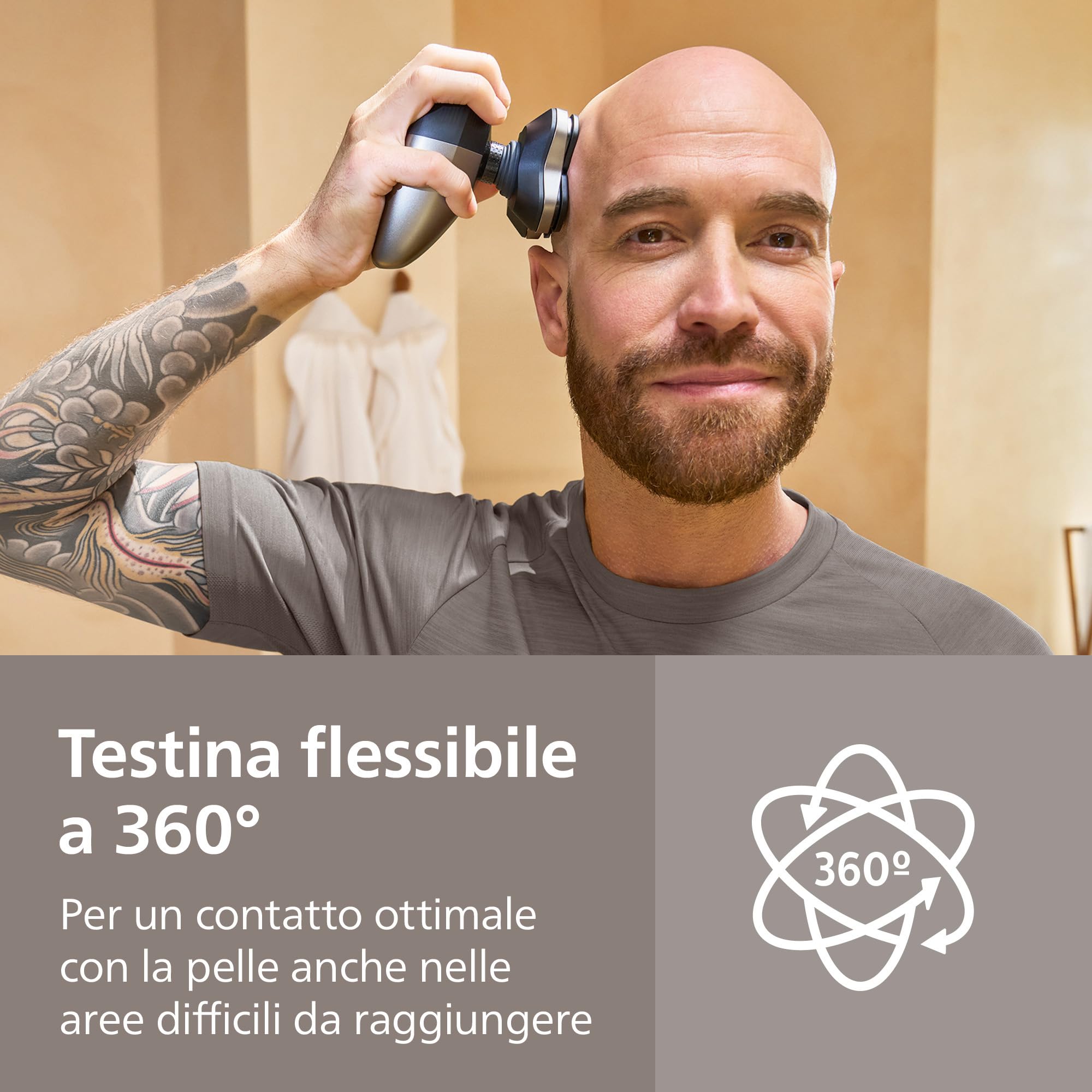 Philips Head Shaver Pro Serie 9000 - Rasoio per uomo e donna, testina flessibile a 360° e lame ComfortCut per una rasatura pulita e delicata sulla pelle, modello HS9980/15