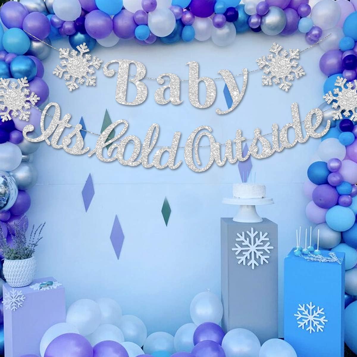 Baby It’s Cold Outside Banner Winter Wonderland Baby Shower Decorations Snowflake Glitter Sliver Winter Onederland Banner Garland Gender Reveal Birthday Christmas Party Decorations Supplies