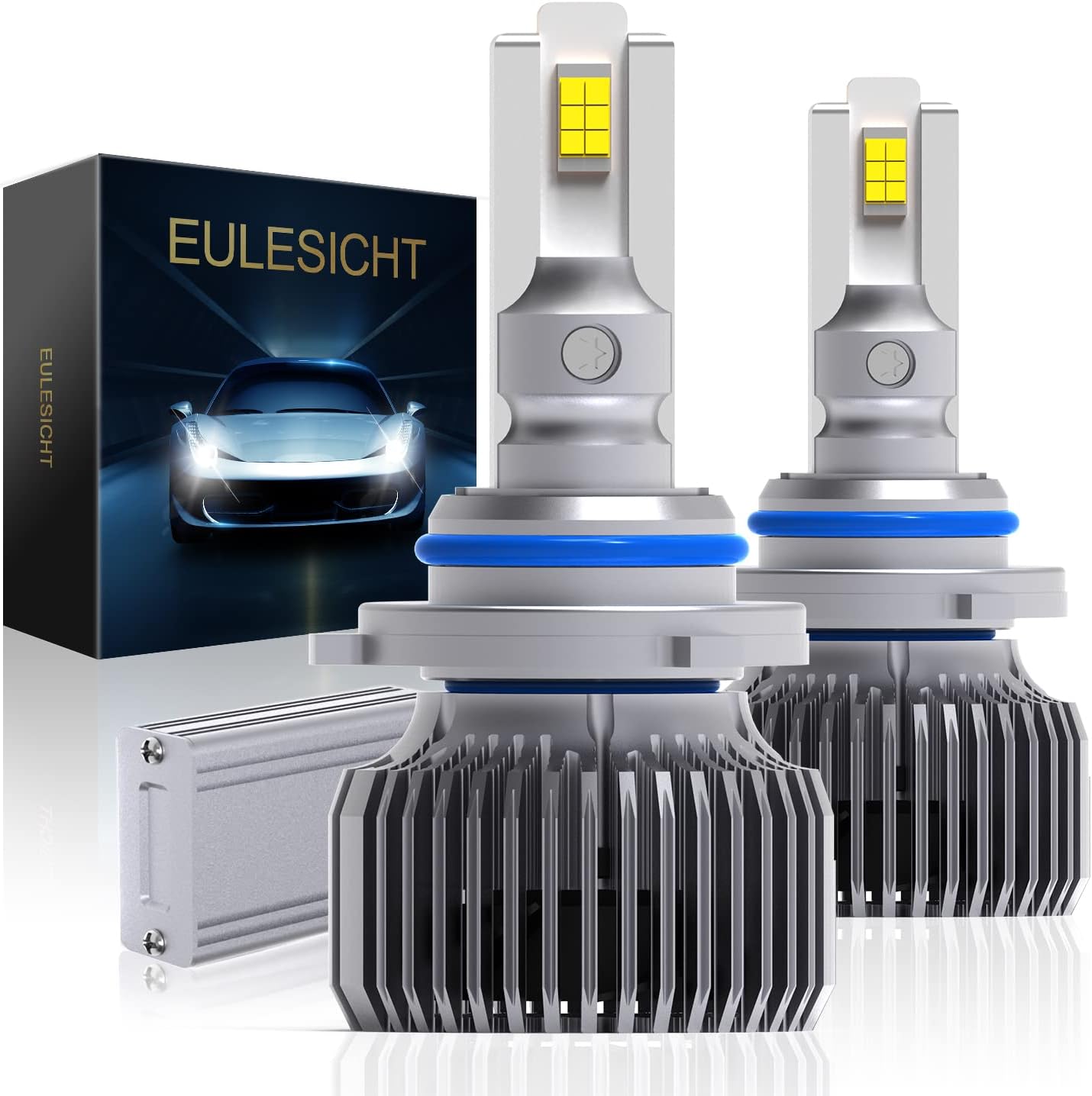 EuleSicht 9005 LED Headlight Bulbs 100W 10000LM 6000K White Upgrade High Beam 9005 HB3 LED Headlight Conversion Kit, Halogen Replacement IP68 Waterproof, Pack of 2 9005/HB3