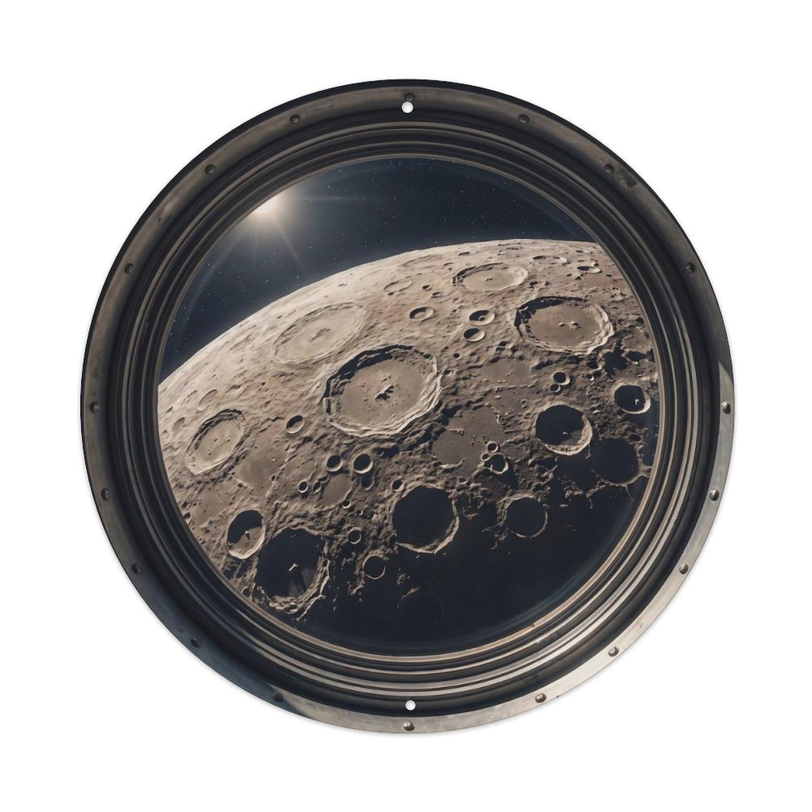 Heavily Cratered Ancient Moon View Metal Tin Sign