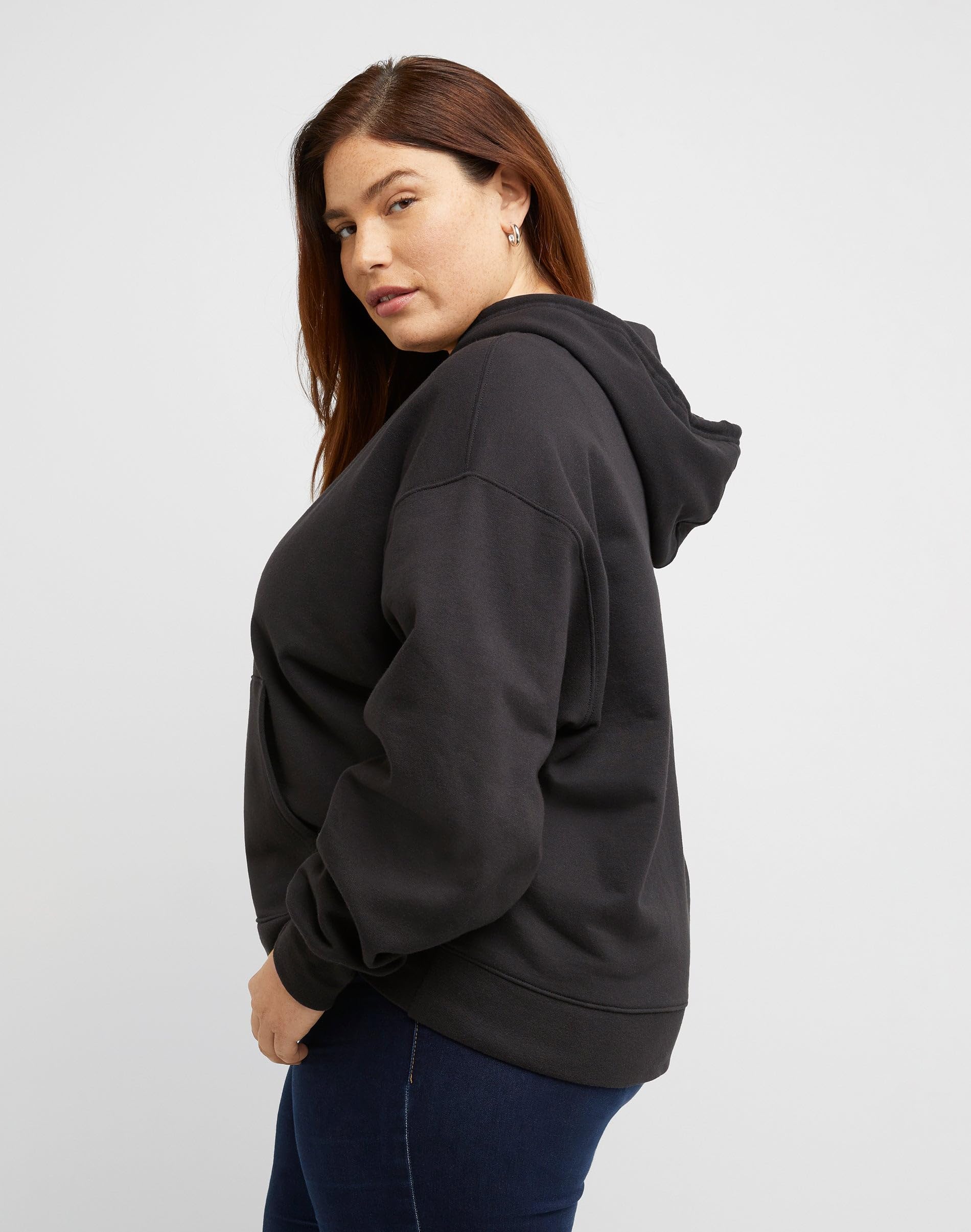 Hanes Damska bluza z kapturem Originals, polarowa bluza z kapturem średniej wagi, dostępna w plusie, czarna, 3X, Czarny, 3X