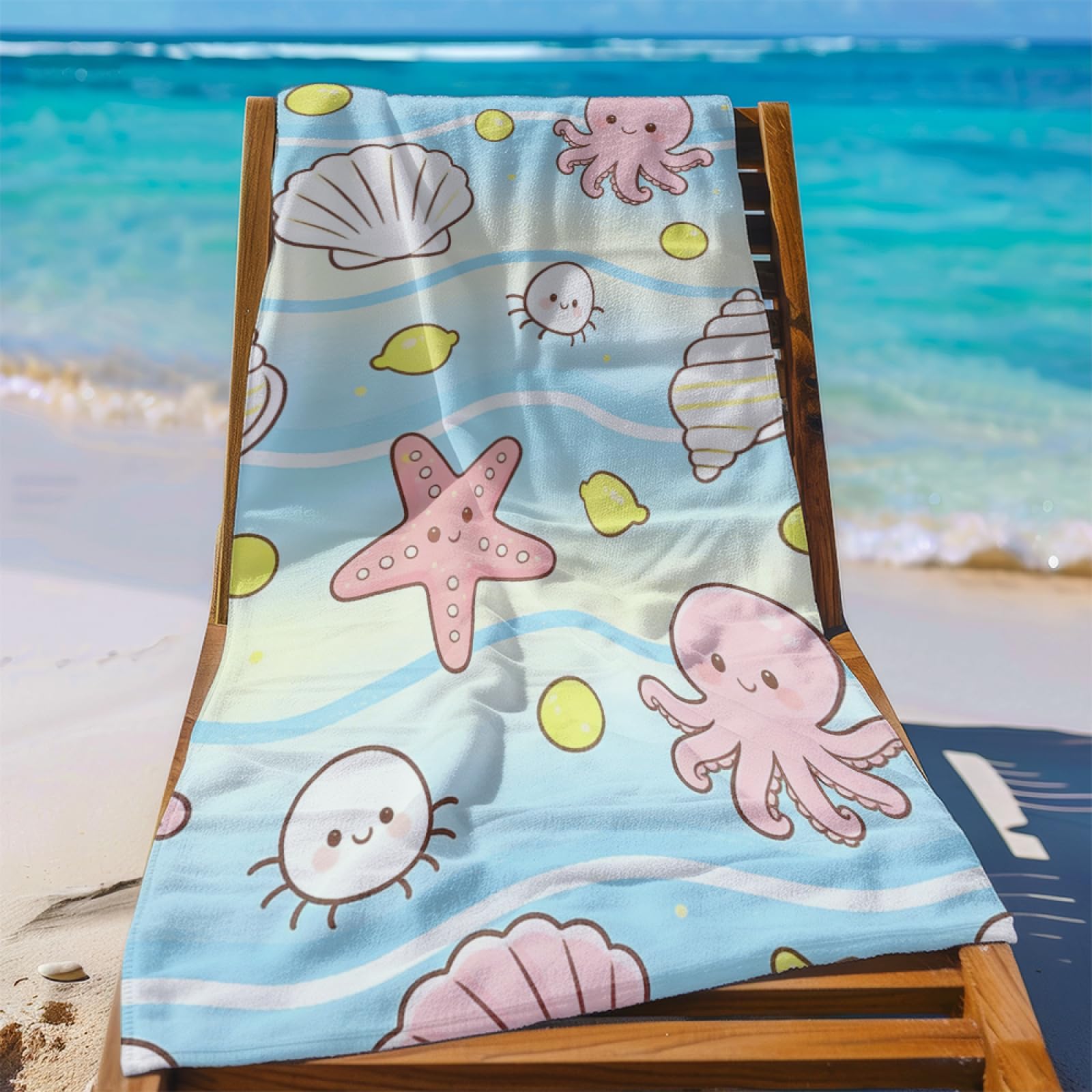 Fouta PlagePlage Jaune Mer Modèle Surdimensionné avec Diverses Tailles, Respirante et Portable, Parfaite pour Voyages Sorties Piscine et Usage Extérieur Quotidien 90x160 cm