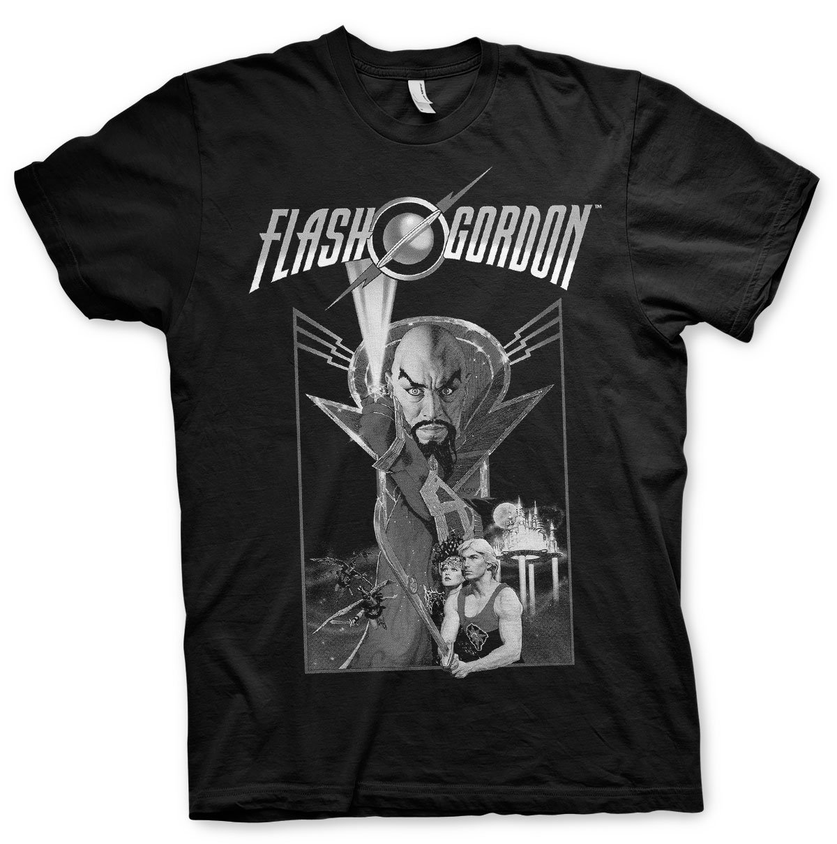 Flash Gordon Men's Black Vintage Poster Official T-Shirt (Black), Large