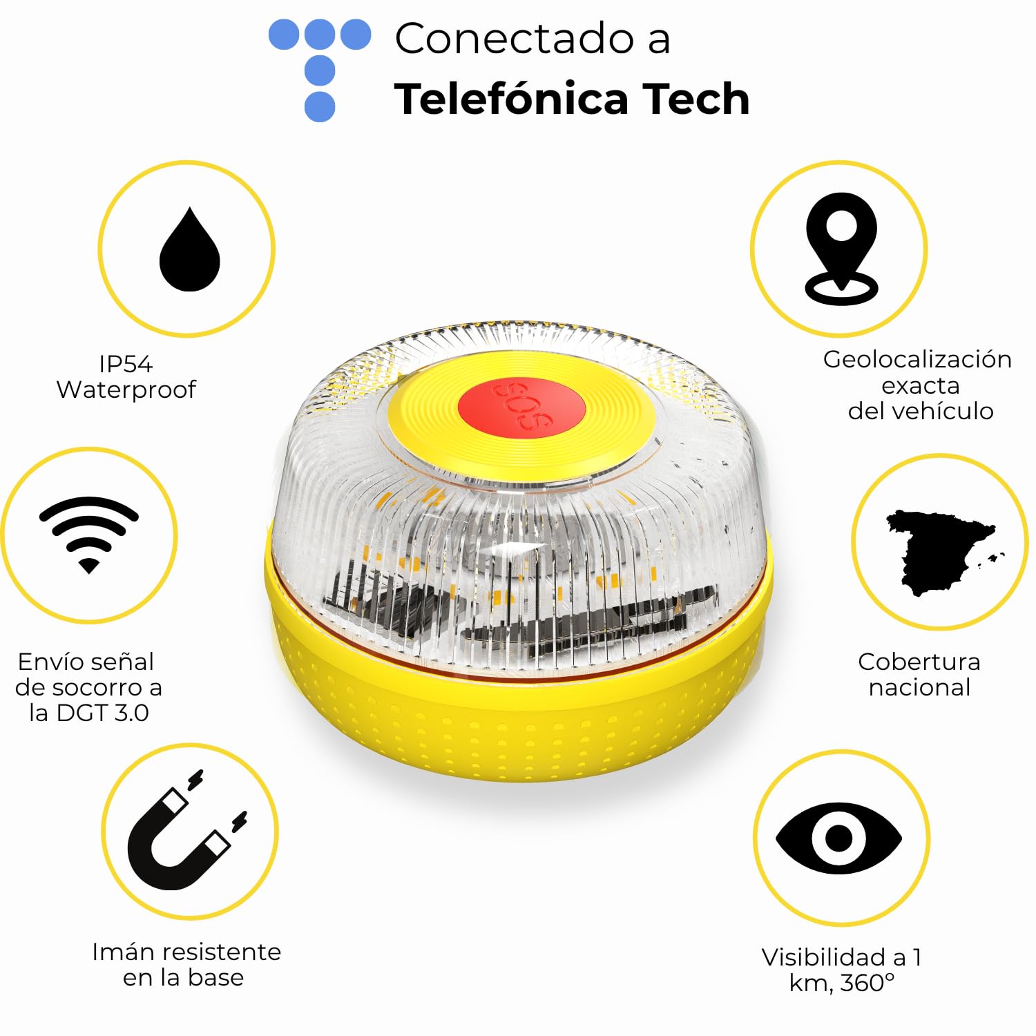 MIAC SAFETY LIGHT IoT Baliza V16 Homologada DGT con Geolocalización SIM y Datos Incluidos hasta 2038 - Luz Emergencia Coche Homologado DGT 3.0 — view 4