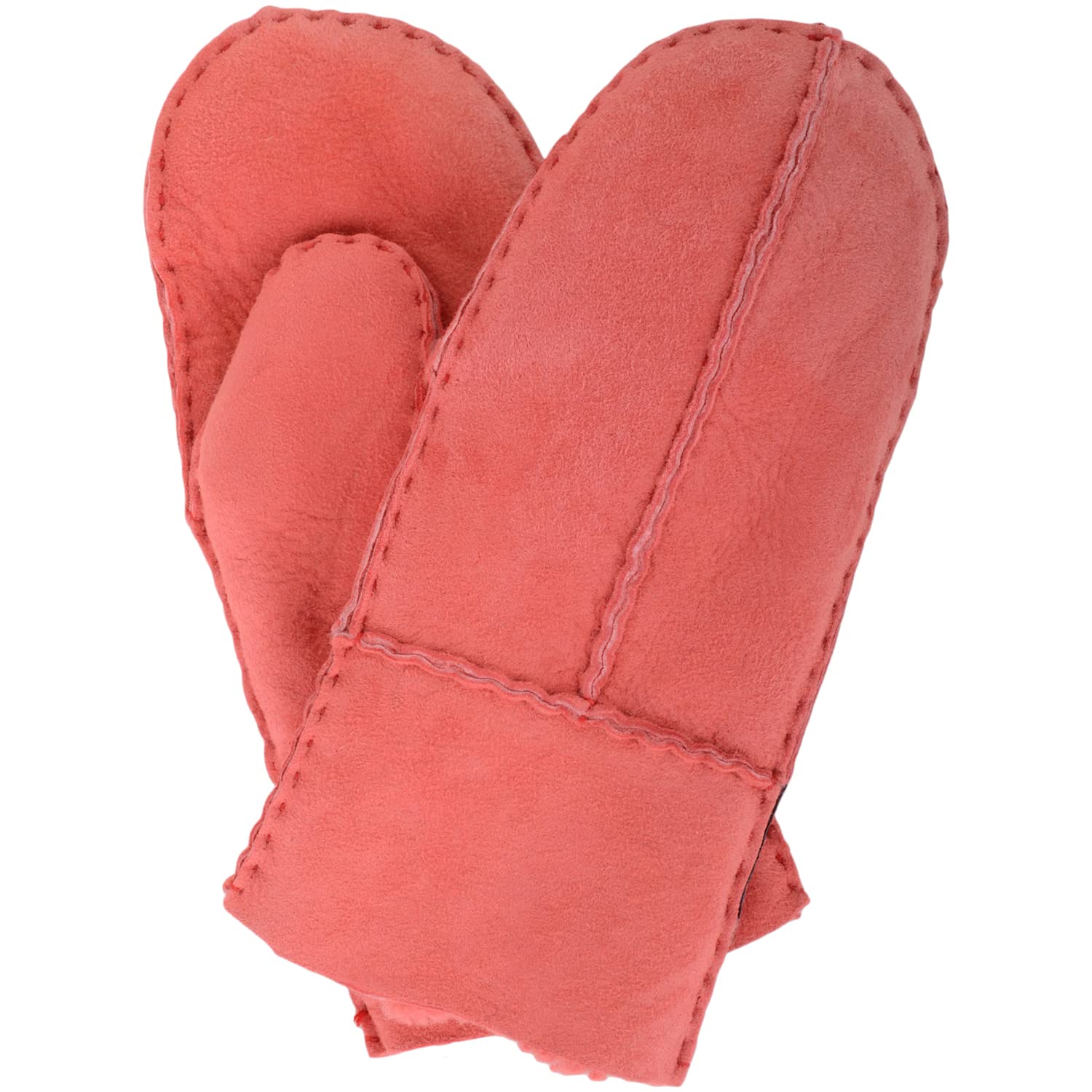 Snugrugs Pink Childrens Kids Junior Winter Genuine Sheepskin Mittens With Split Seam And Turn Back Cuff