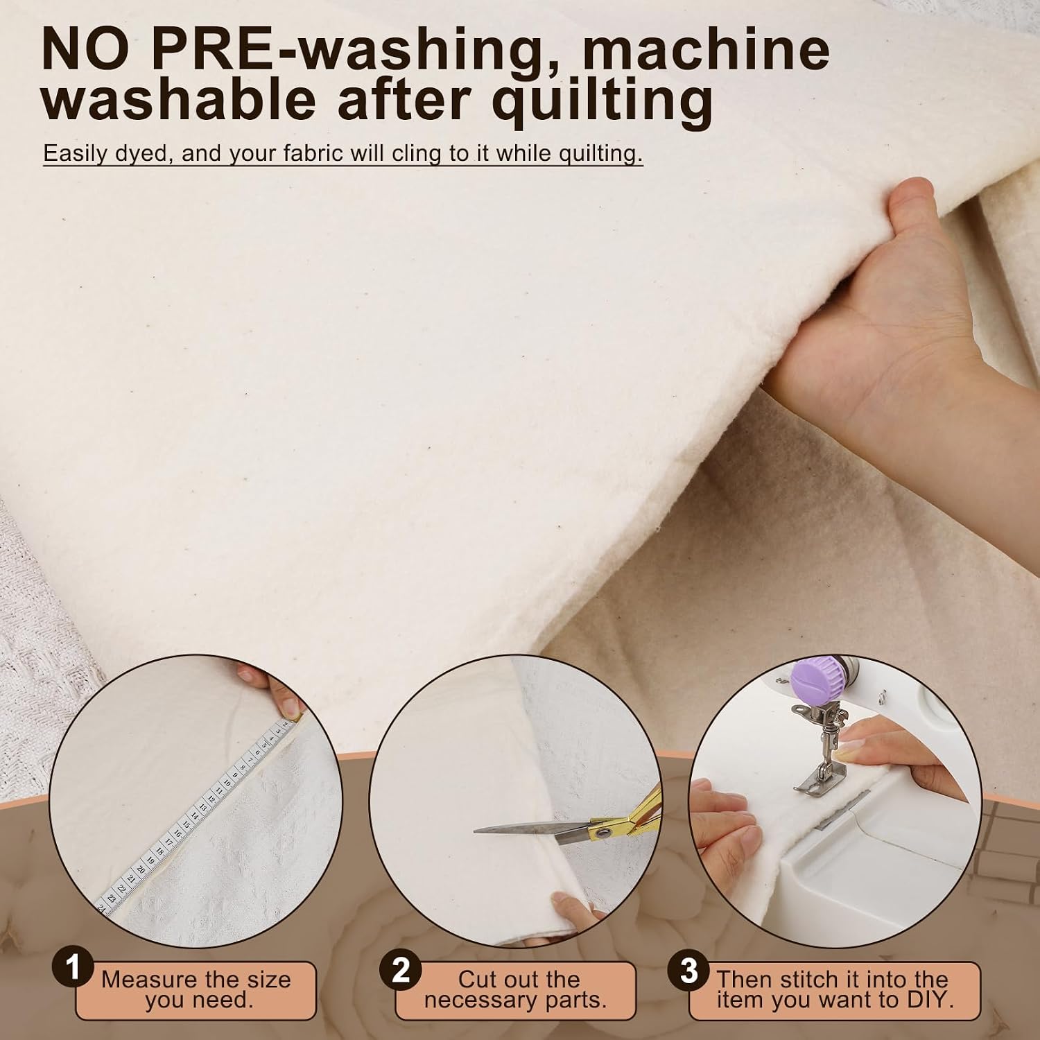79" x 91" Natural Cotton Quilt Batting Grinding Batting for Quilting