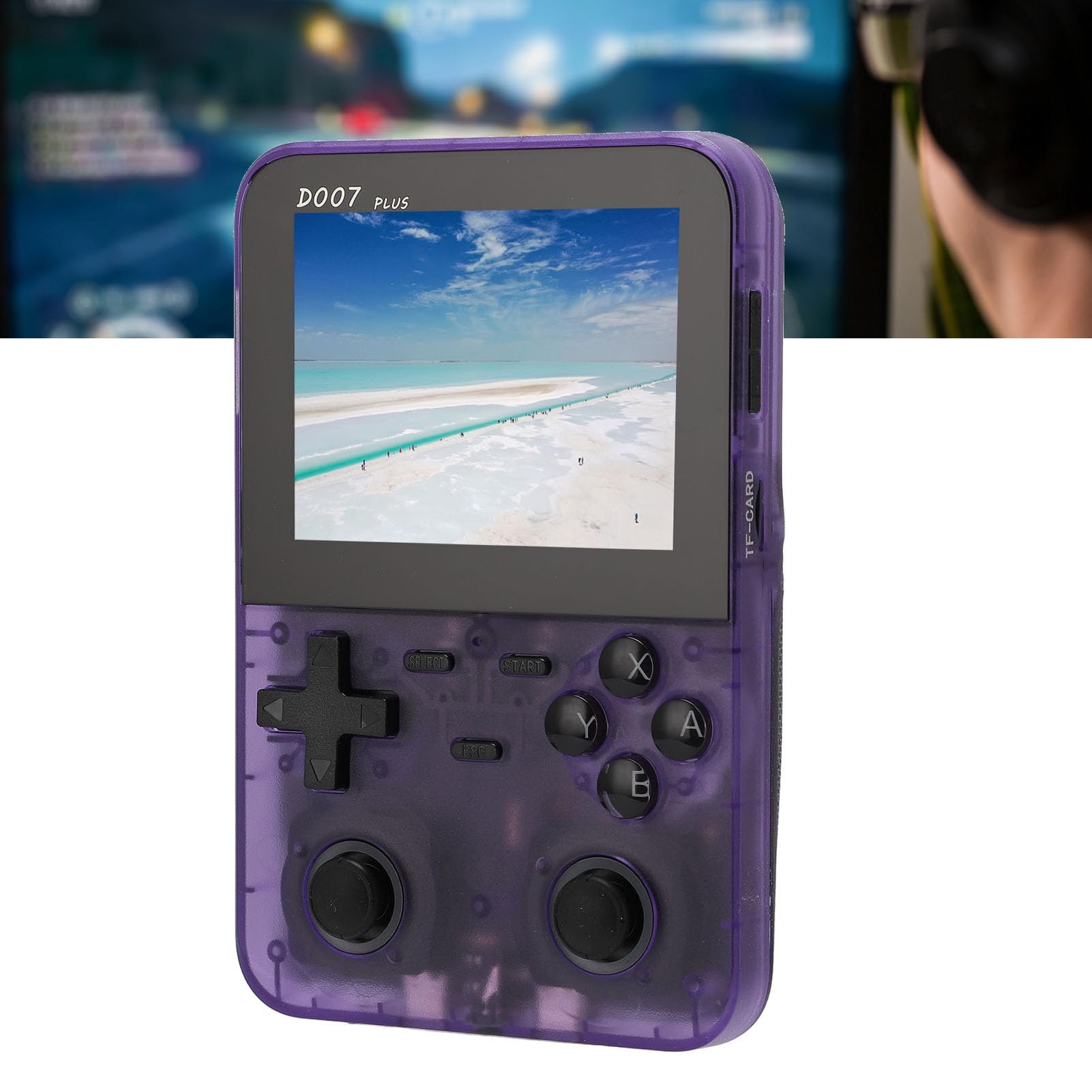 Console di Gioco Portatile Retro Dual Joystick Schermo da 3,5 Pollici Ad Alta Risoluzione per Intrattenimento di Gioco 64 GB Incluso (Viola traslucido)