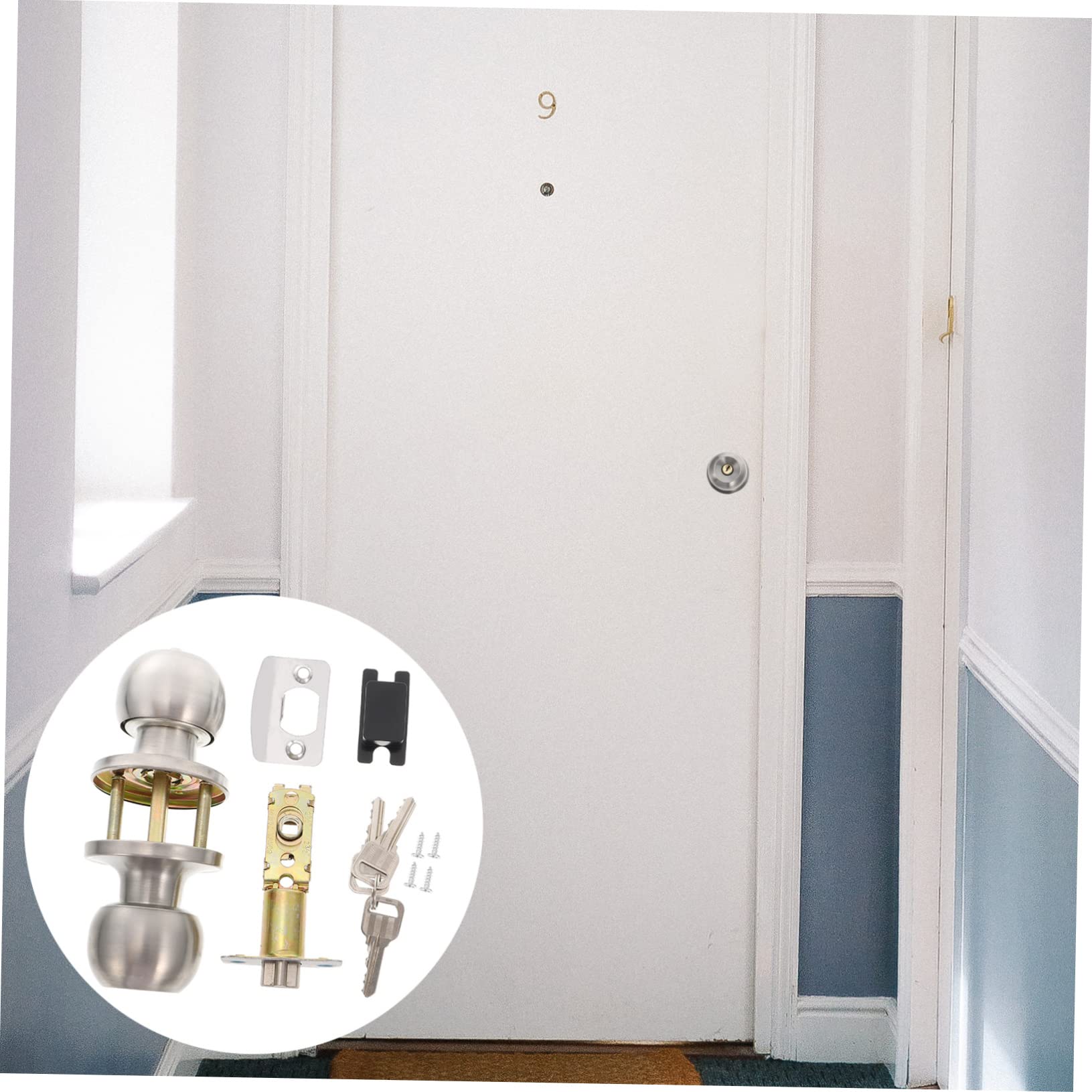 NUOBESTY Cerradura De Puerta Interior Con Tres Barras Y Manilla De Acero Inoxidable 6.29X2.55X2.55In Con Llave Incluida Resistente a La Corrosión Para Seguridad En Hogar Y Dormitorio