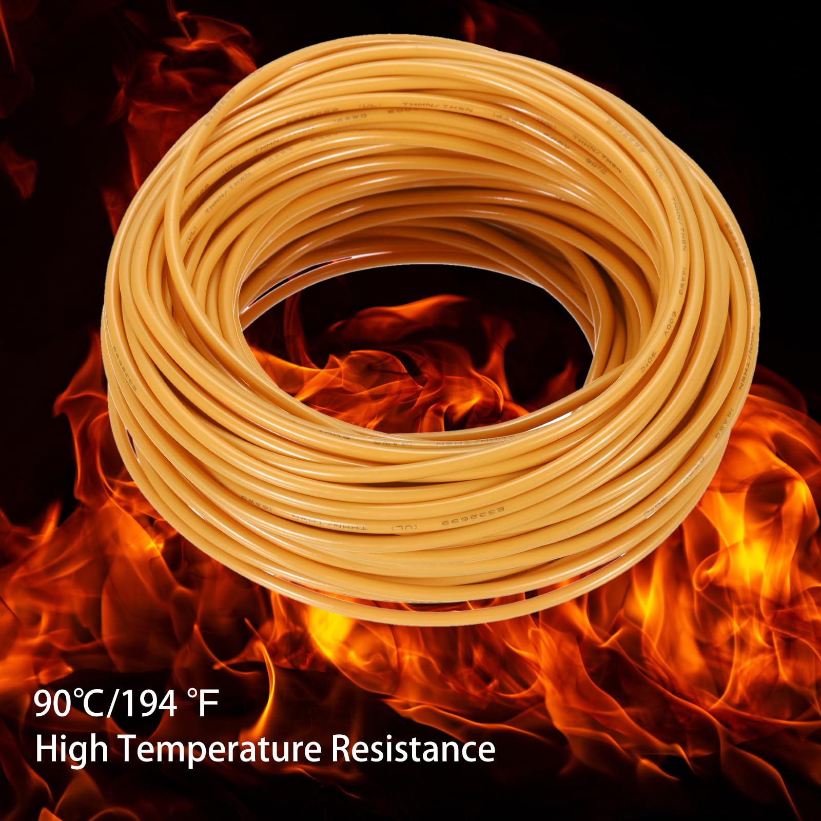 QUARKZMAN Cable Eléctrico Aislado De Cobre Trenzado De 75 Pies 12 AWG Cable De Conexión THHN Cable Residencial Industrial Para Puesta A Tierra Clasificado Para 600 Voltios Listado UL Naranja
