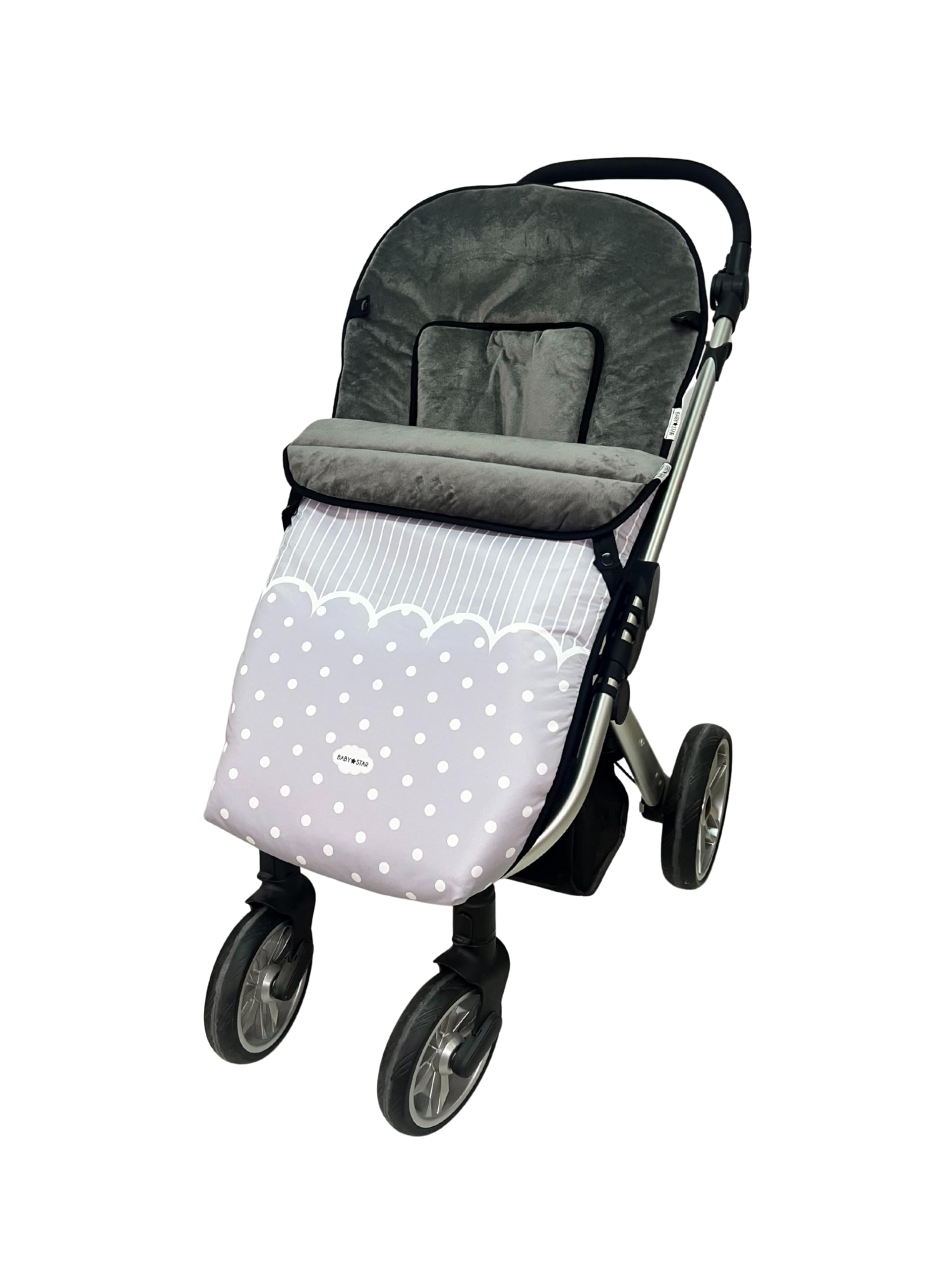 Saco Silla de Paseo Universal gris, saco bebe invierno con polar extrasuave, saco carro bebé impermeable, desmontable y transpirable, doble apertura, resistente al frío hasta -15 grados